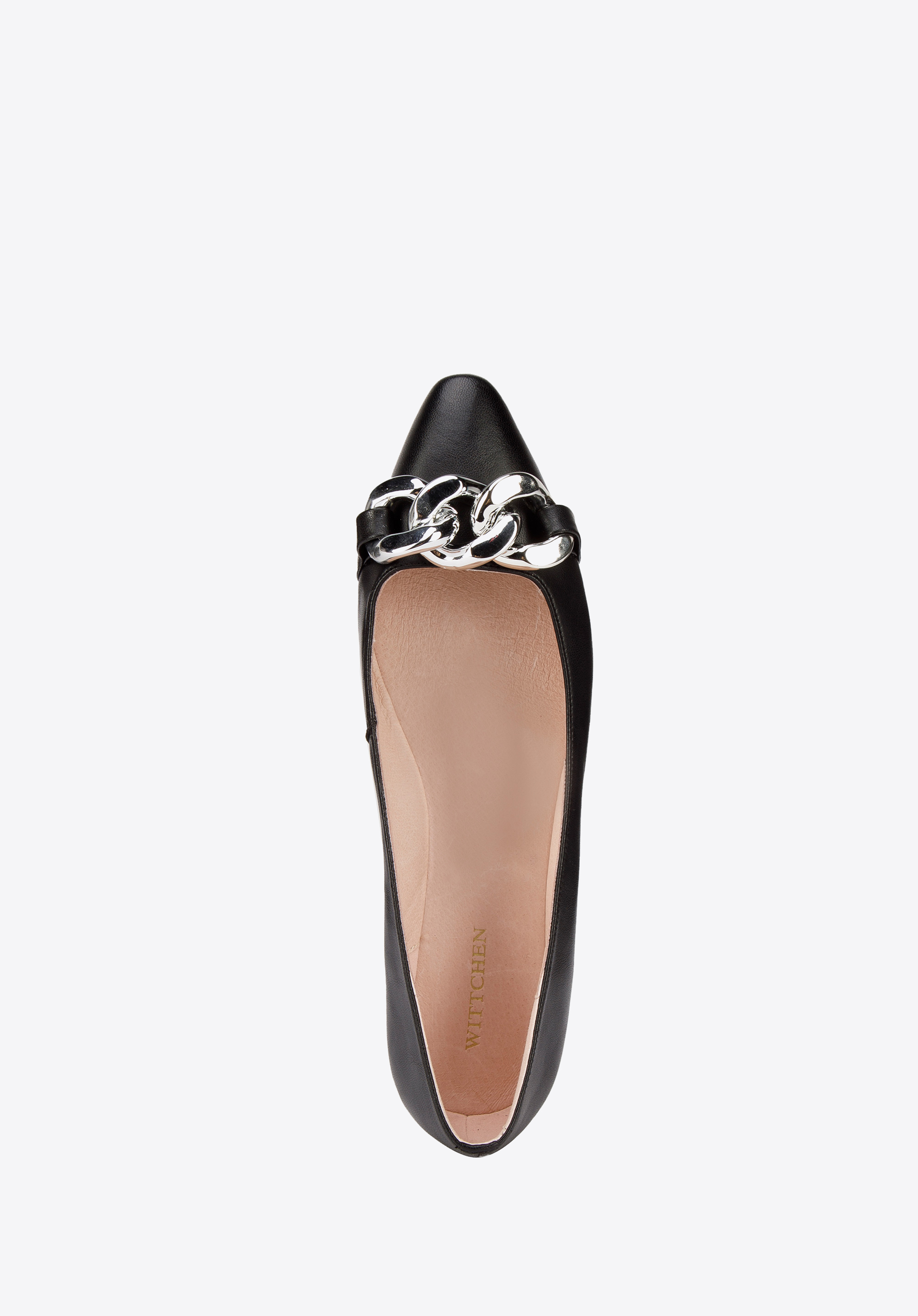 Baleriny skórzane z łańcuchem