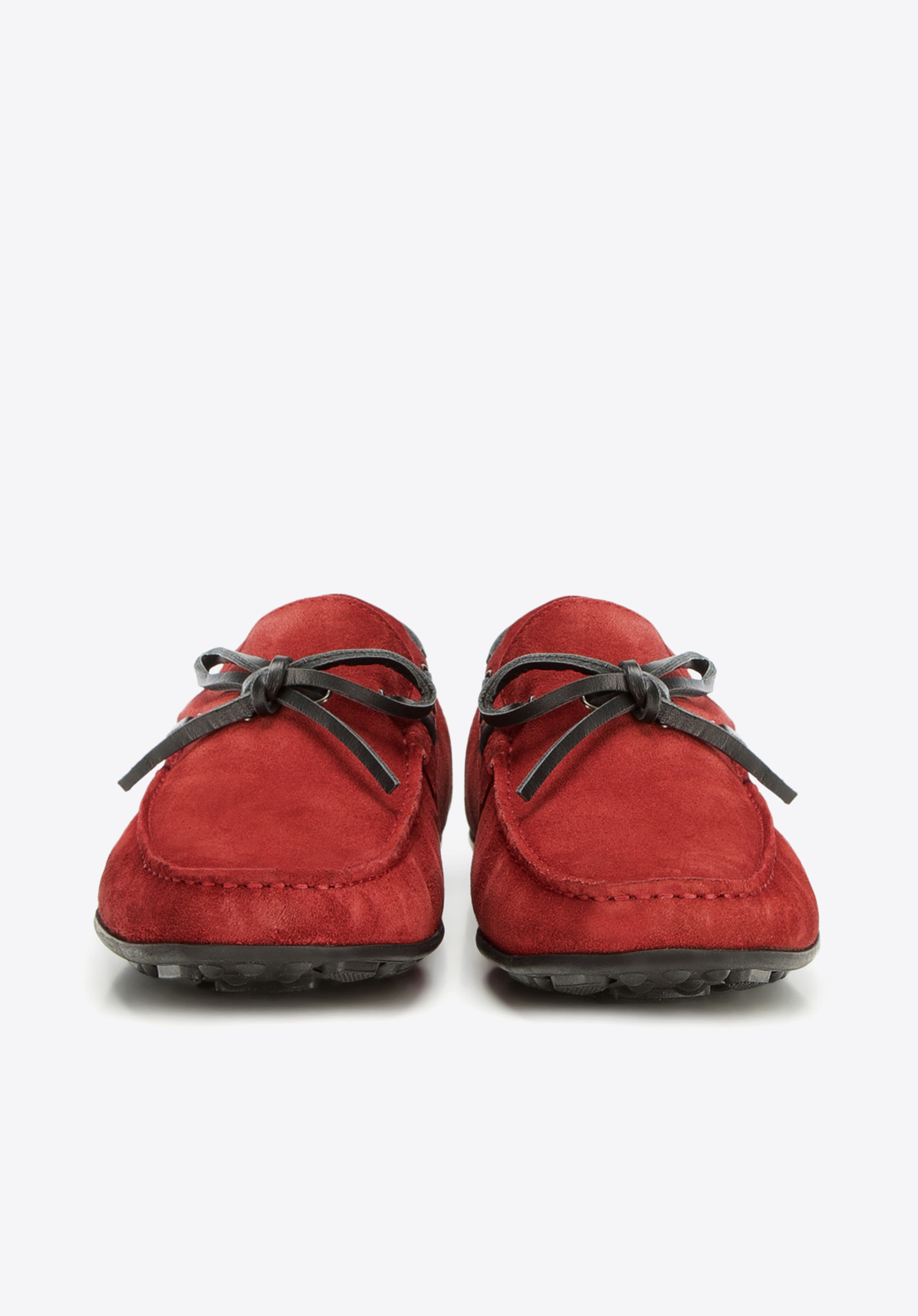 Męskie mokasyny z nubukowe ze sznurowaniem