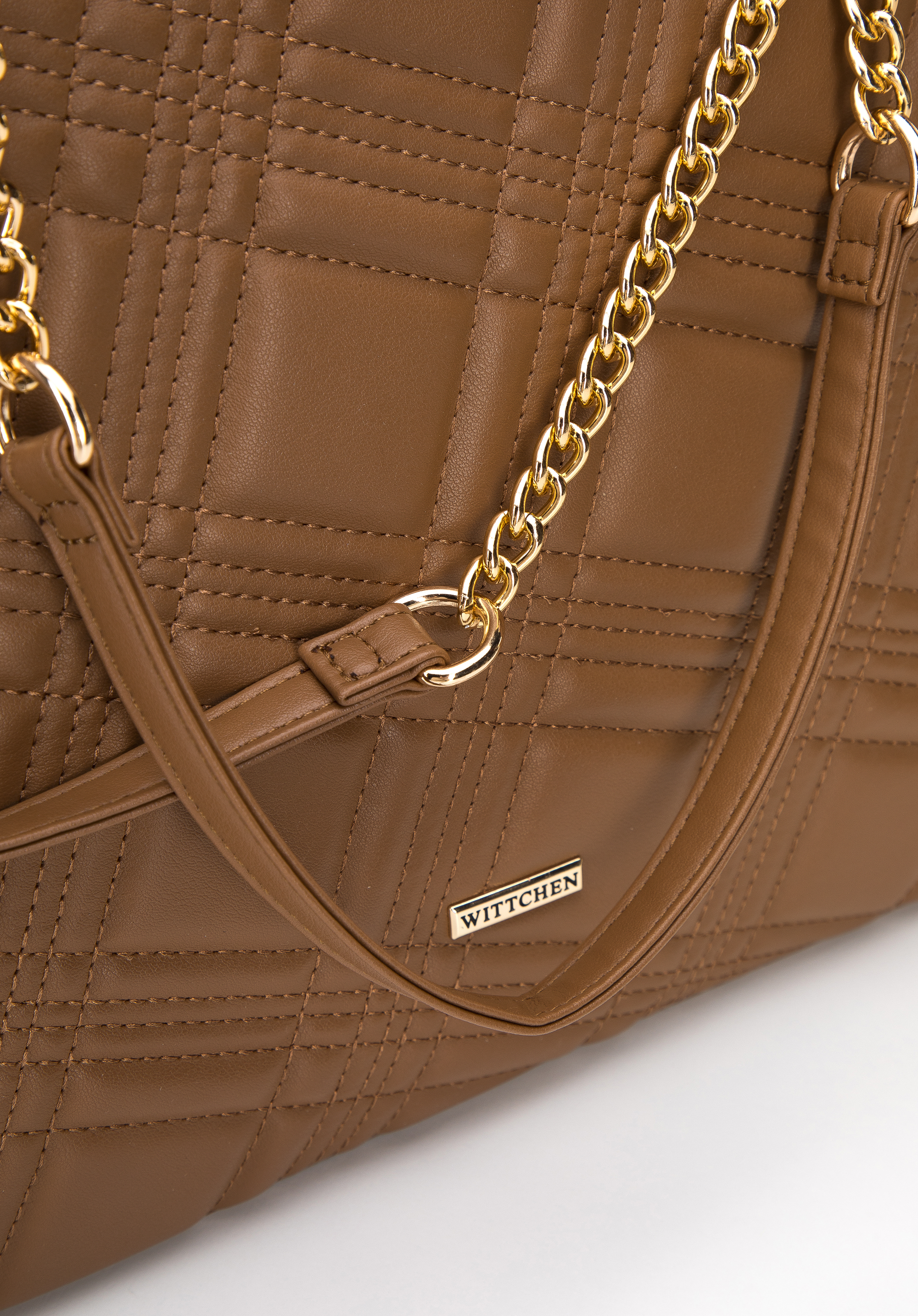 Torebka shopperka z pikowanej ekoskóry na łańcuszku