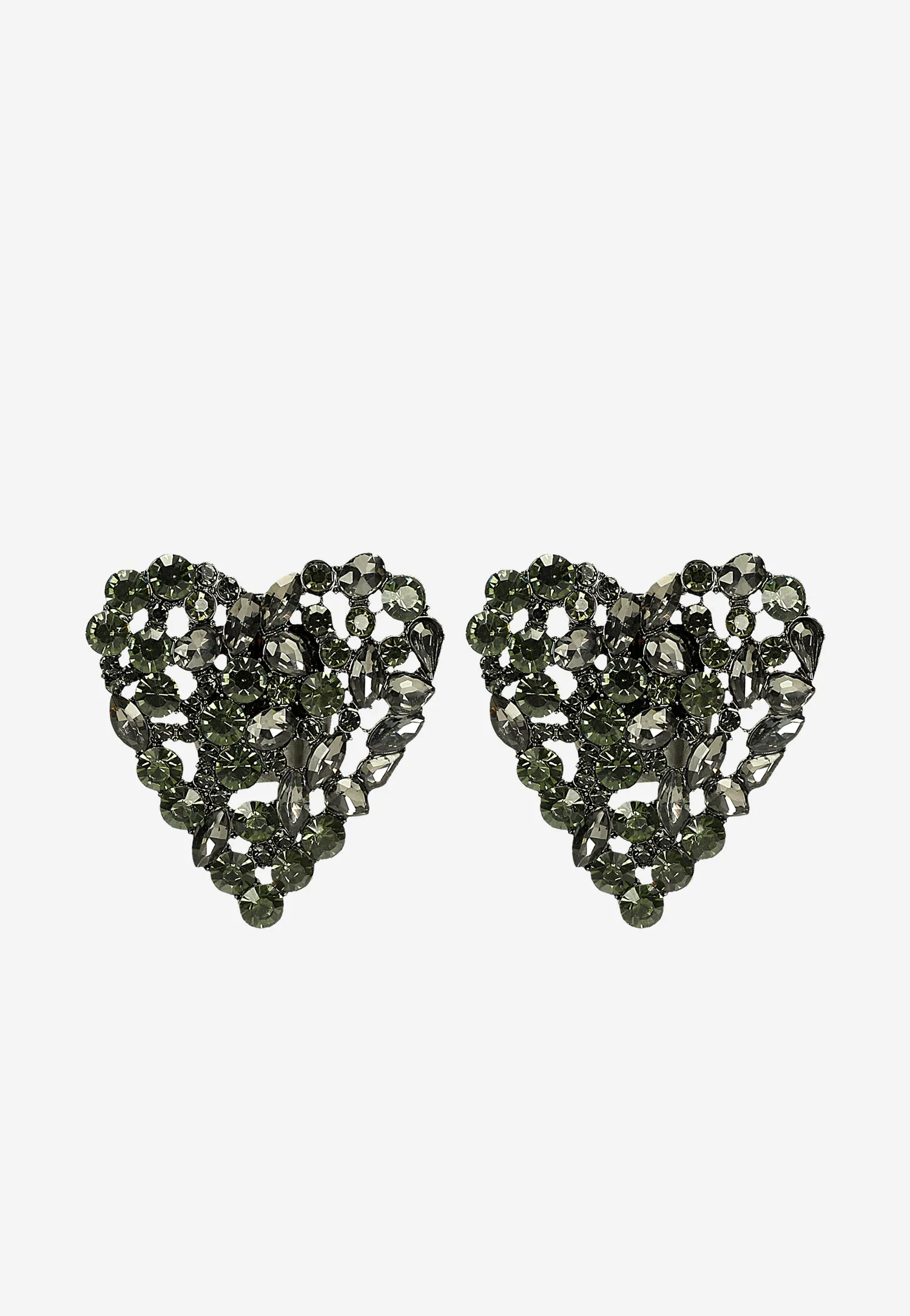 Ozdoba do butów w formie klipsa - popielato-zielone serce