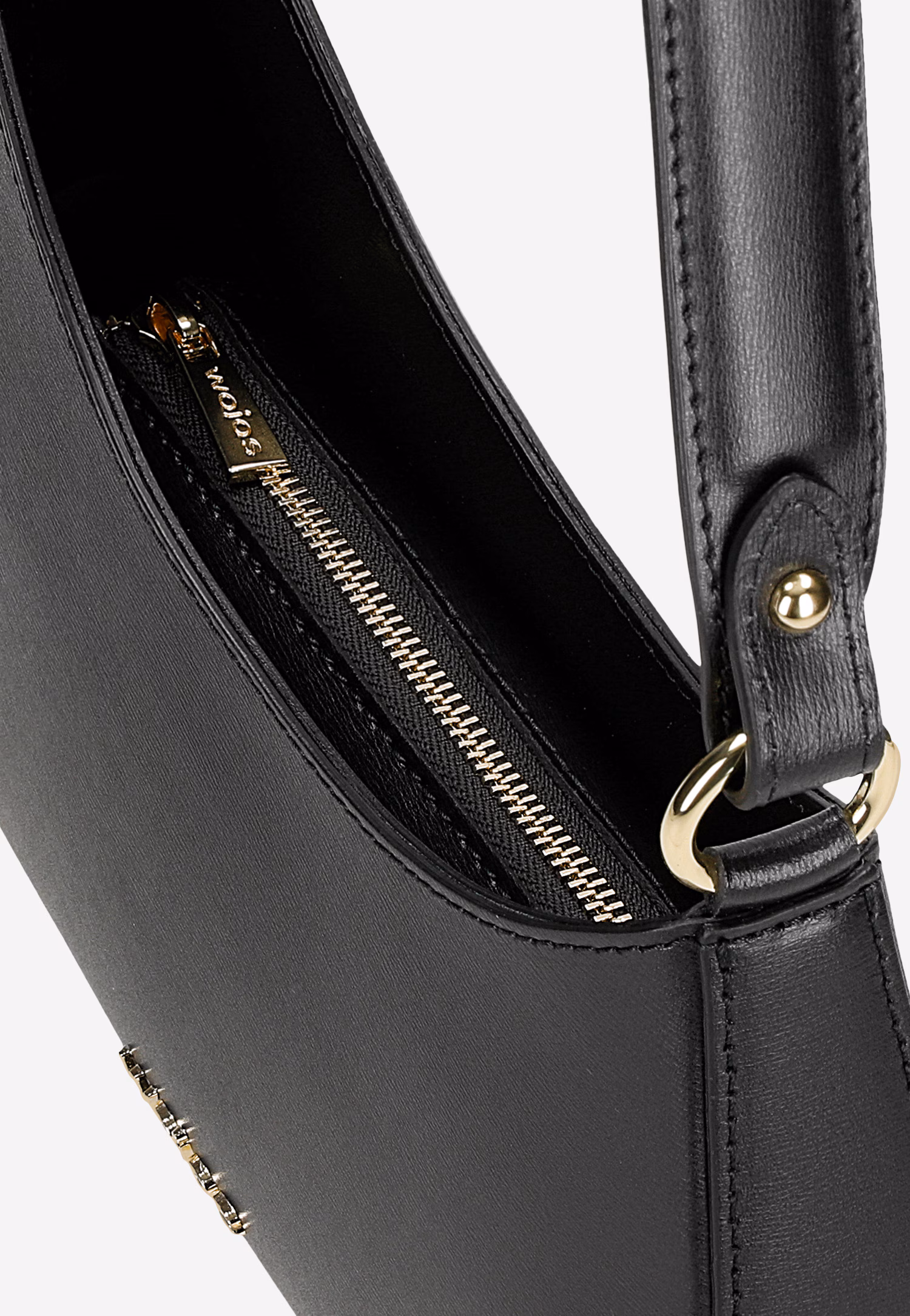 Brązowa skórzana asymetryczna torebka typu bagietka