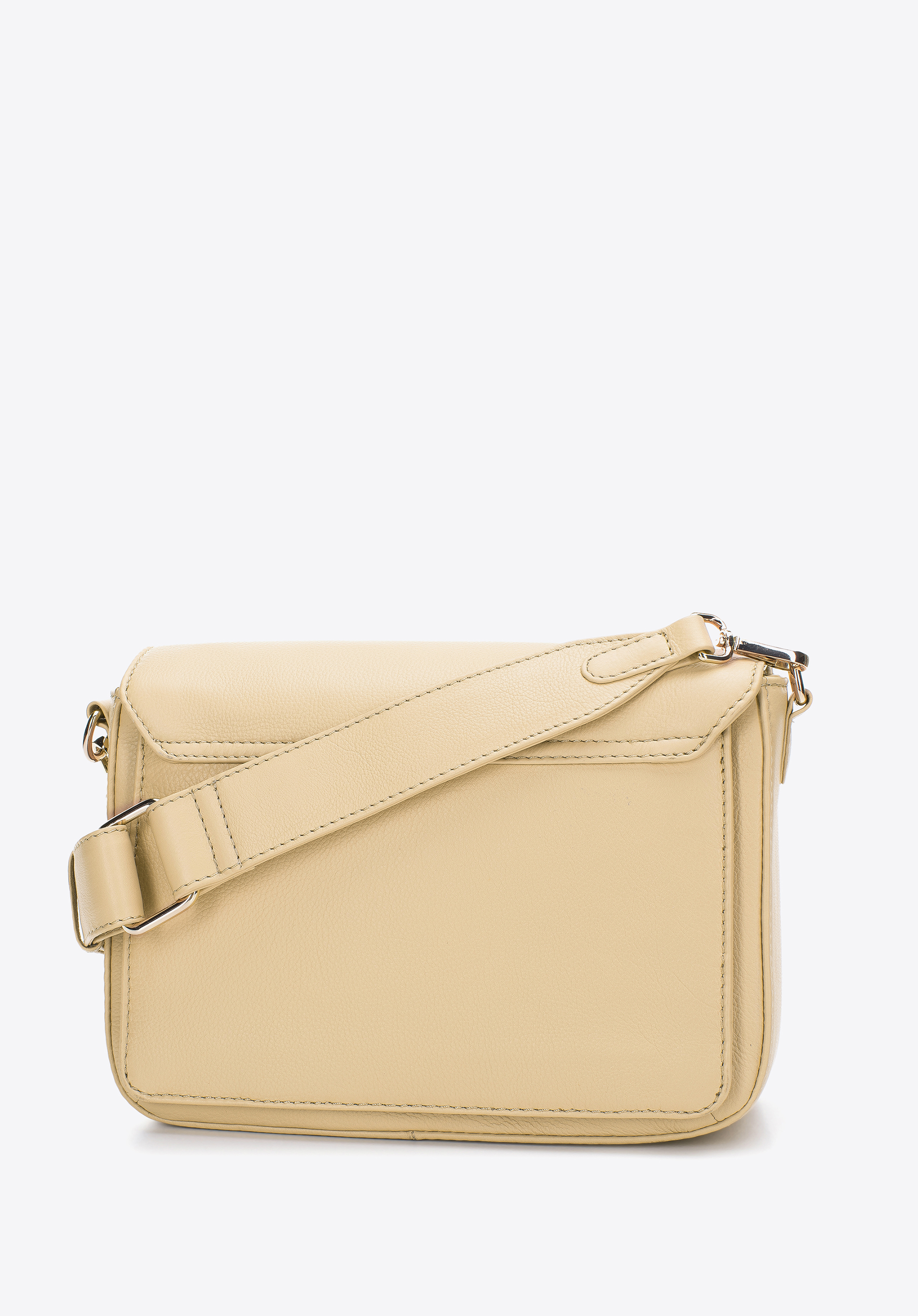 Damska listonoszka skórzana z przeszyciami trzykomorowa