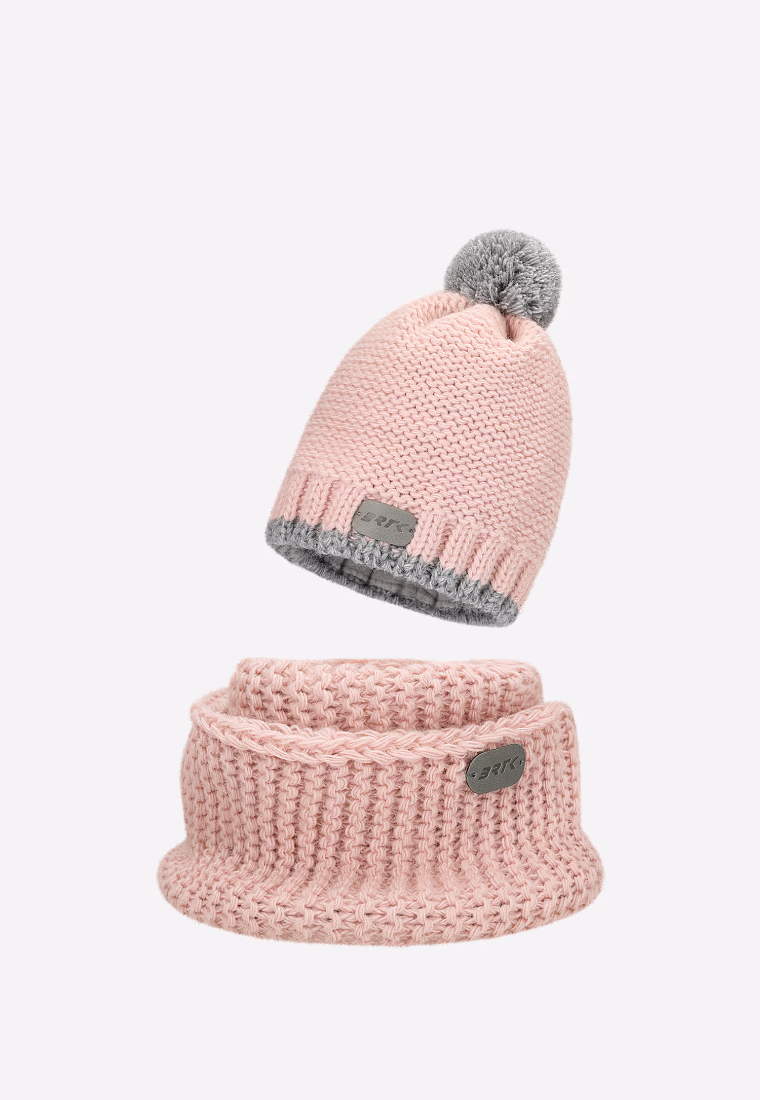 Popielaty zestaw dziecięcy BARTEK czapka z odblaskowym pomponem + komin 8560580