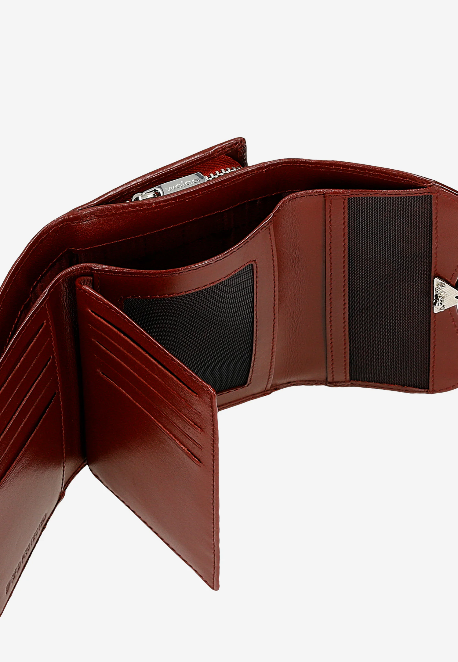 Czerwony skórzany portfel damski