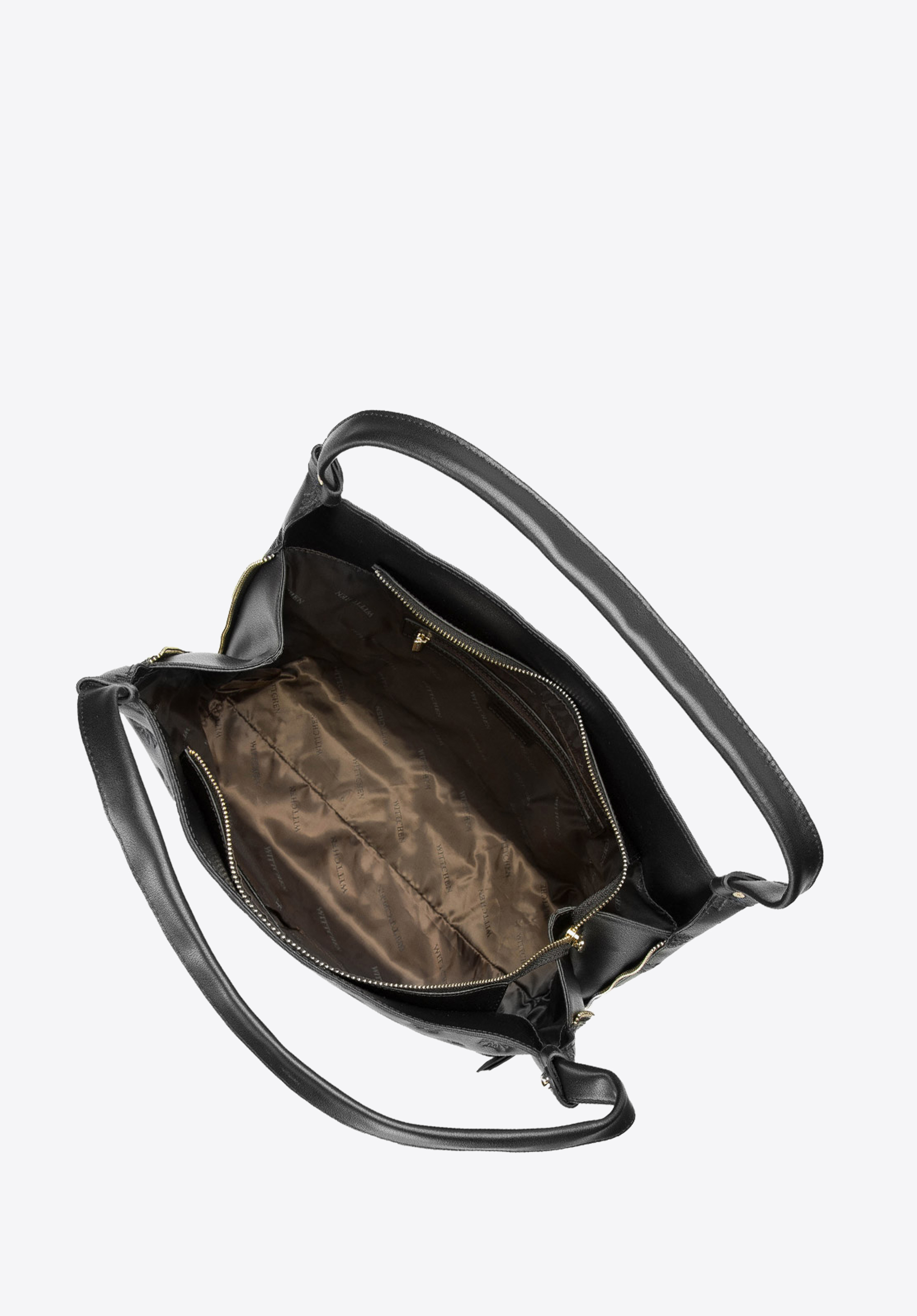 Torebka worek skórzana z monogramem i suwakami