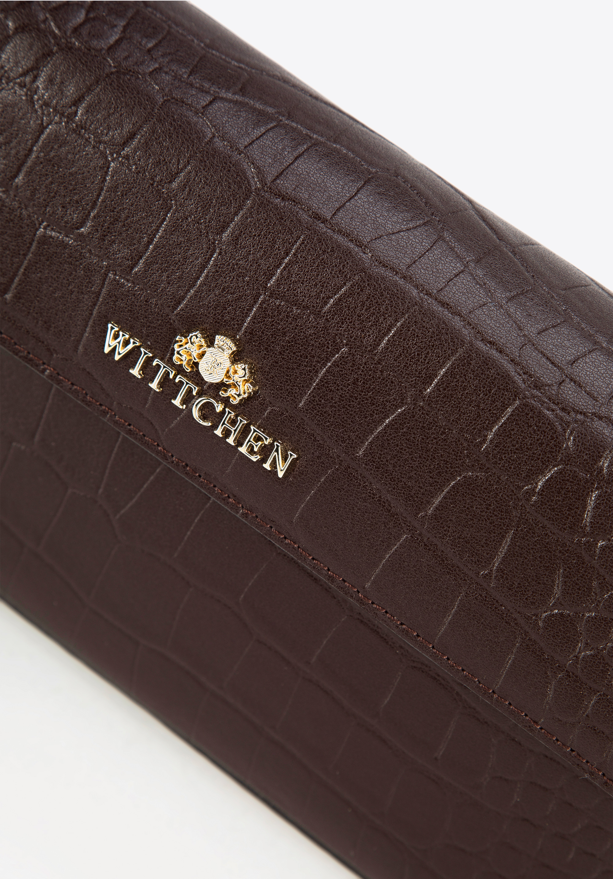 Torebka bagietka ze skóry o fakturze croco podłużna