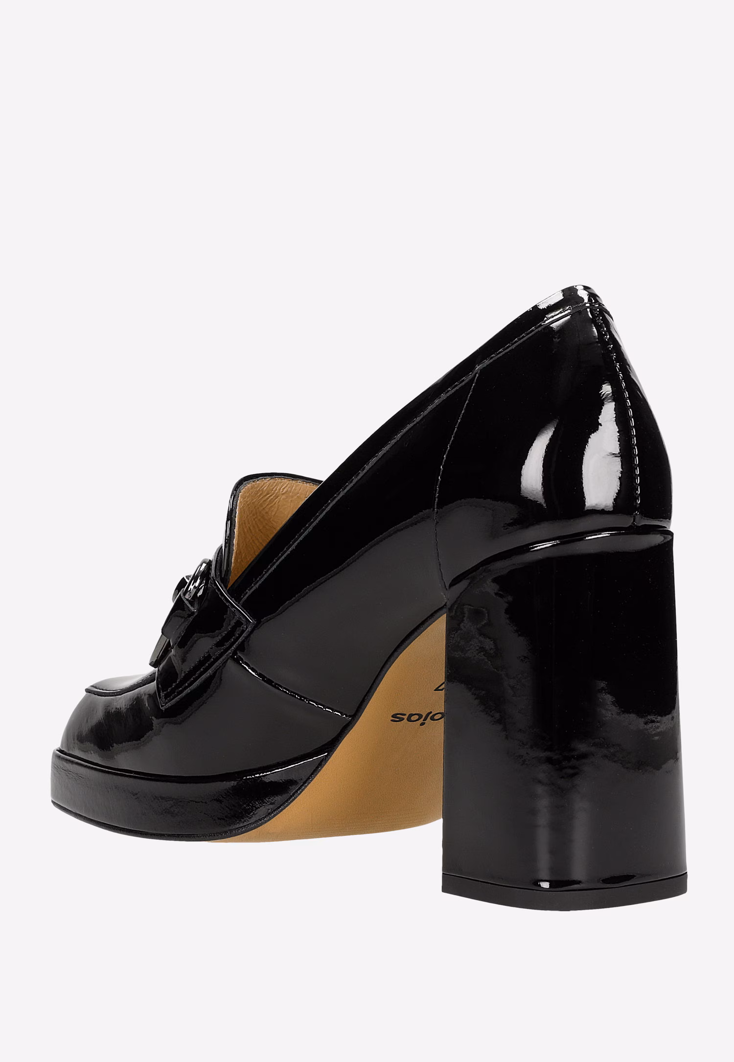 Wysokie lakierowane mokasyny damskie na słupku