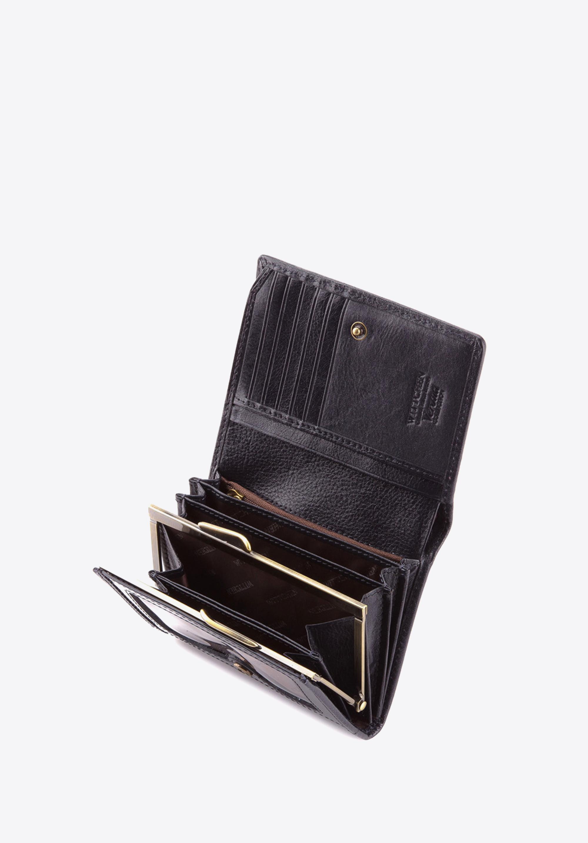 Damski portfel ze skóry lakierowany średni