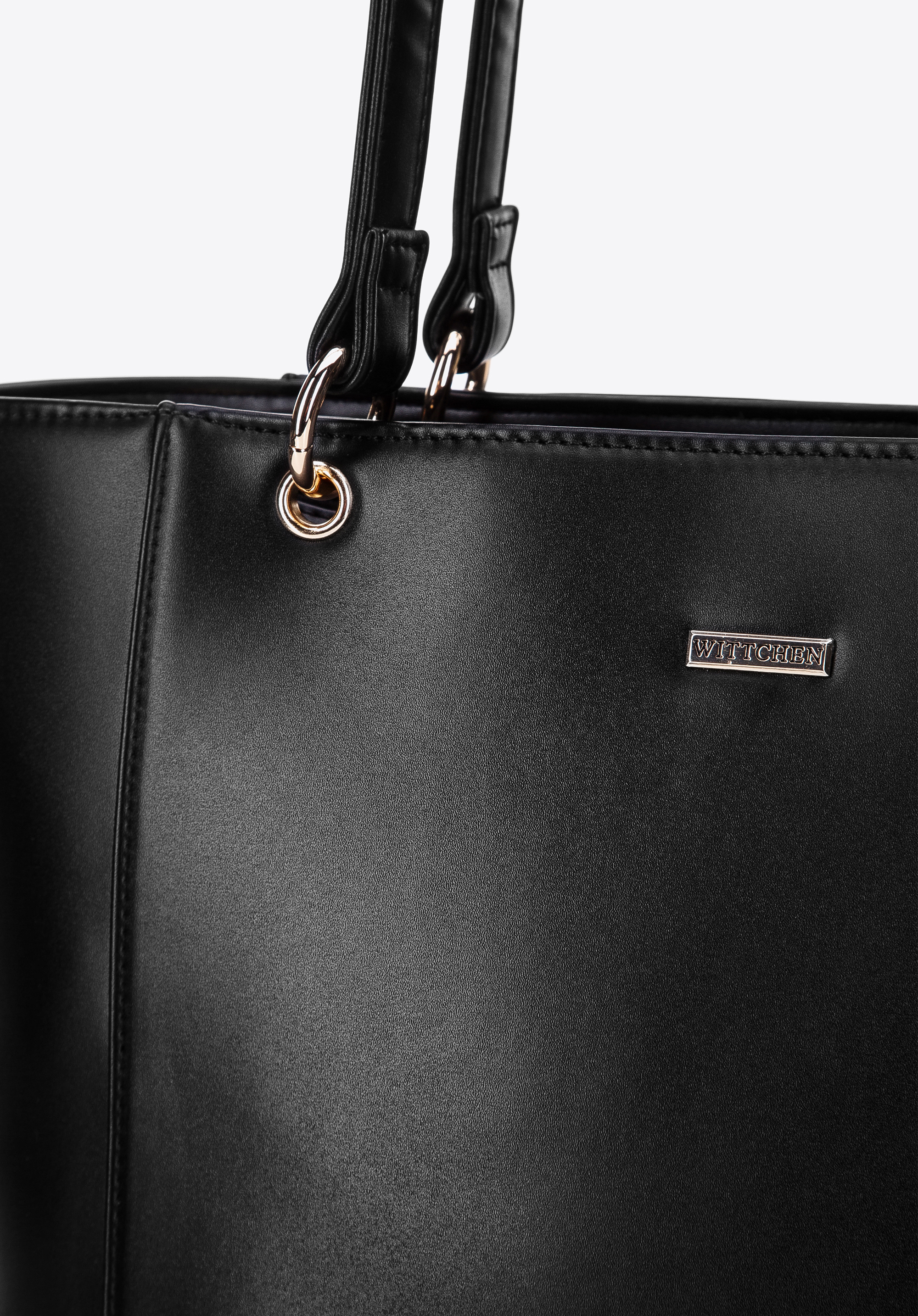 Torebka shopperka z ekoskóry z ozdobnymi kółkami