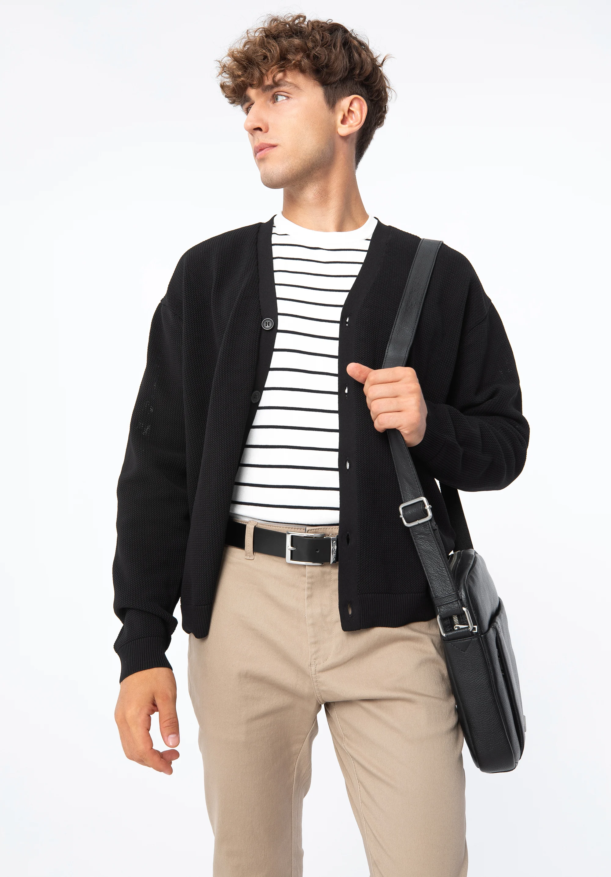 Męska listonoszka skórzana z obszyciem