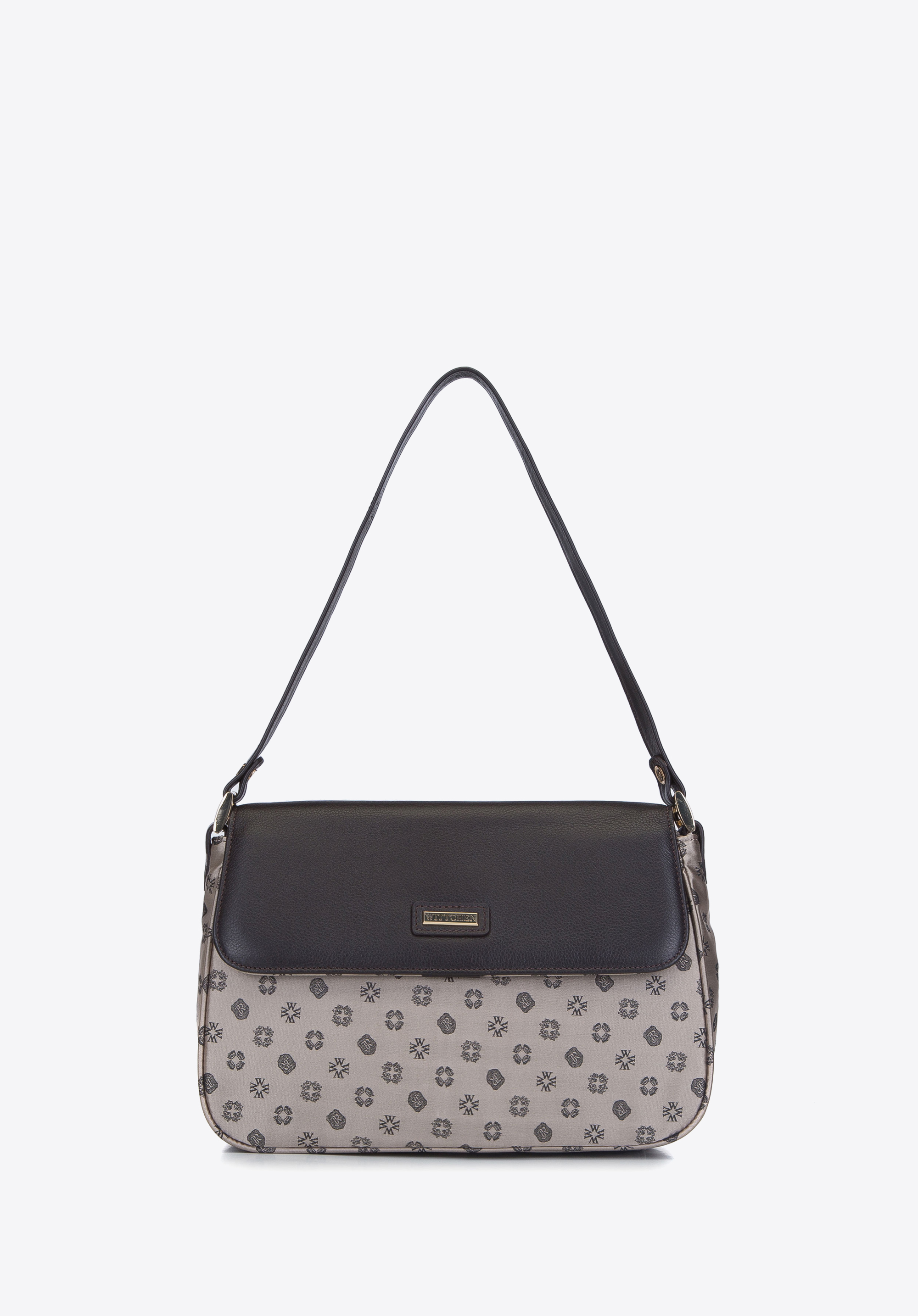 Torebka crossbody ze skóry i żakardu z monogramem