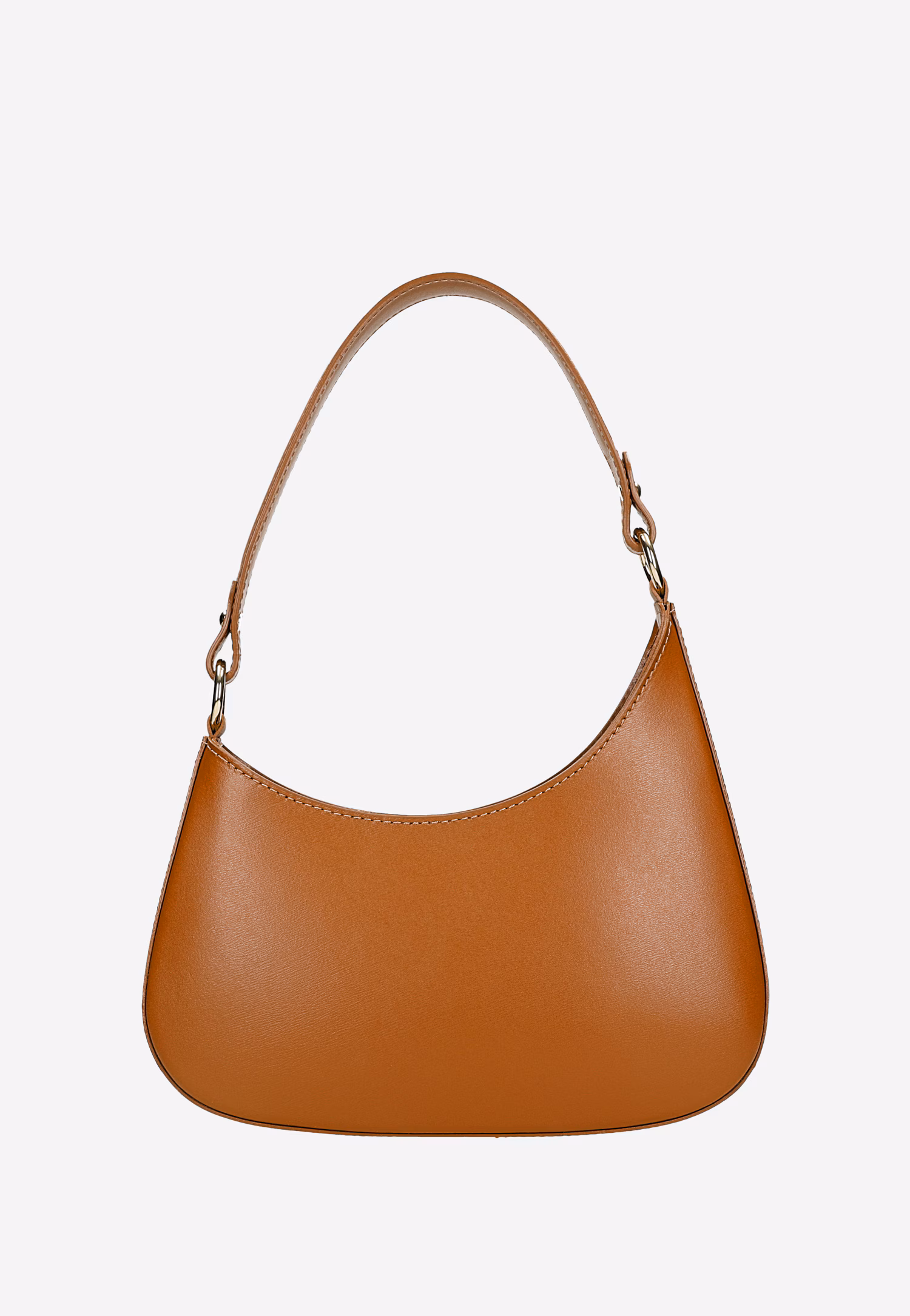 Brązowa skórzana asymetryczna torebka typu bagietka