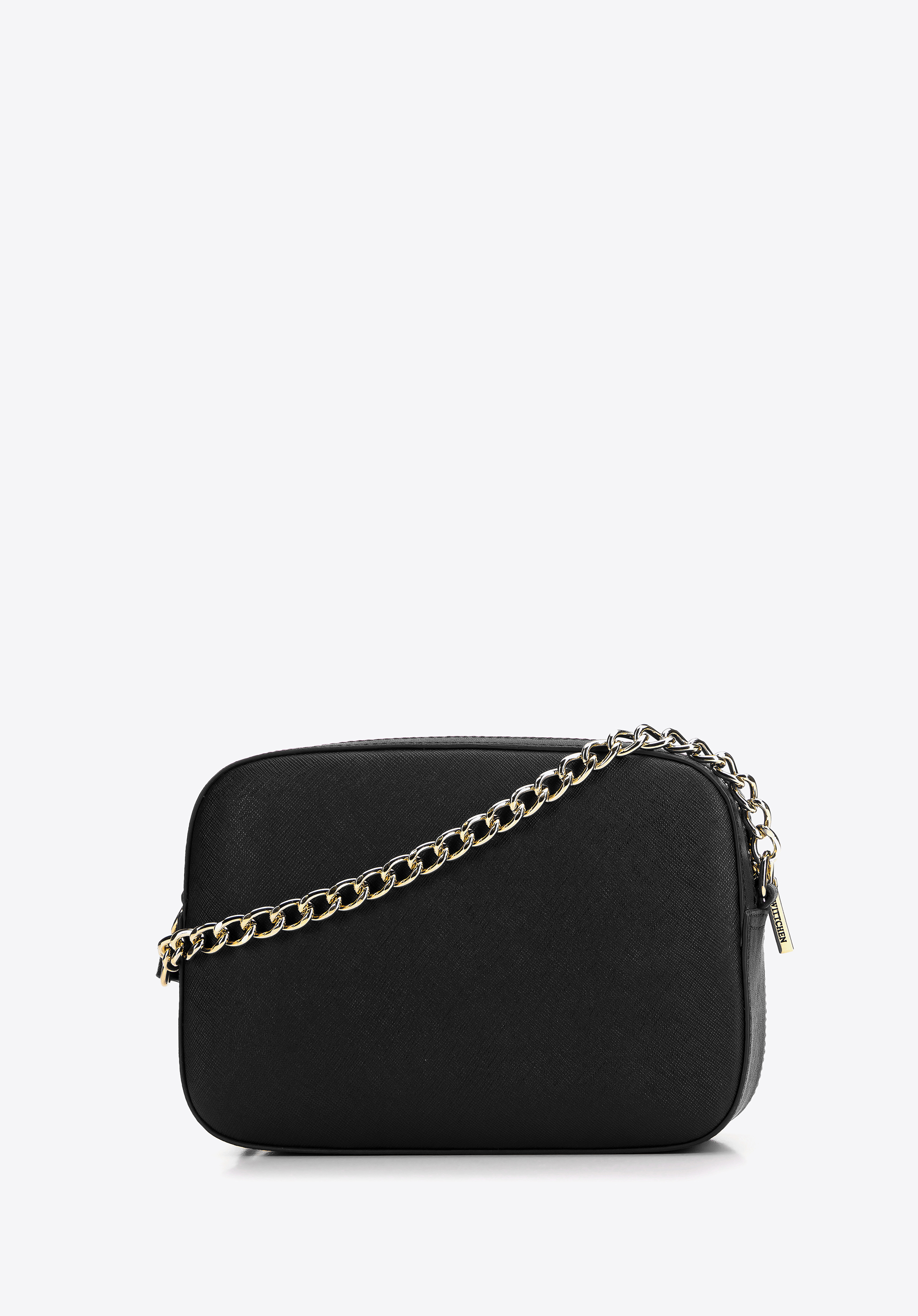 Damska listonoszka ze skóry saffiano pudełkowa na łańcuszku