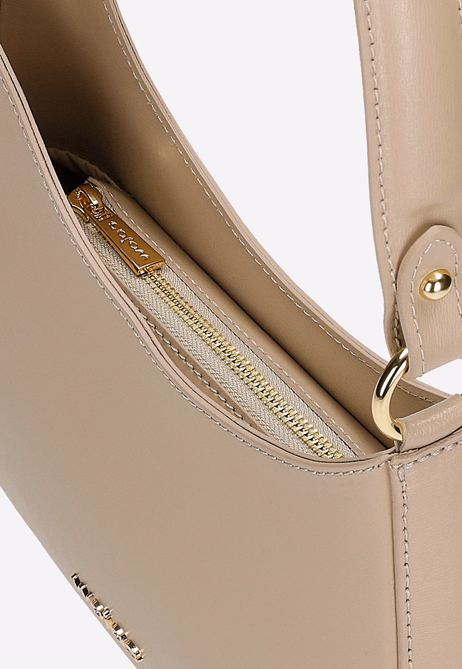 Brązowa skórzana asymetryczna torebka typu bagietka