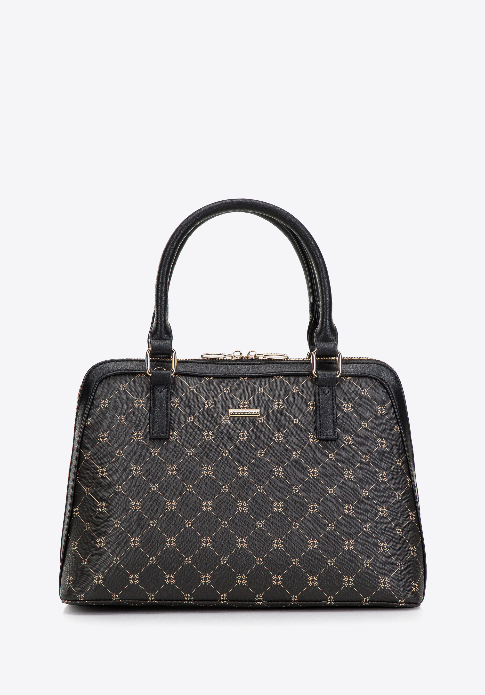 Torebka kuferek z ekoskóry w monogram