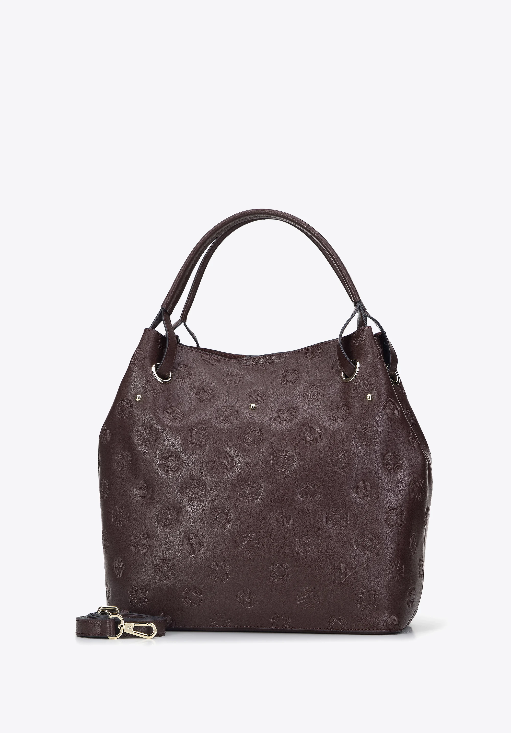 Torebka worek ze skóry w monogram