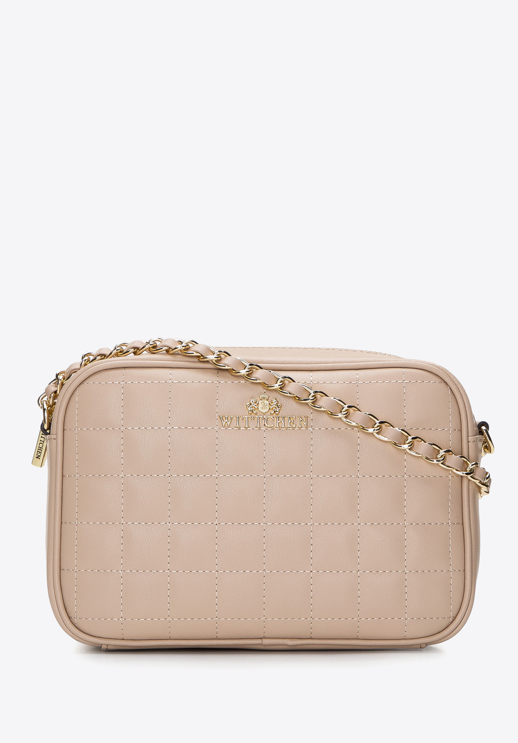 Damska listonoszka skórzana pikowana na łańcuszku