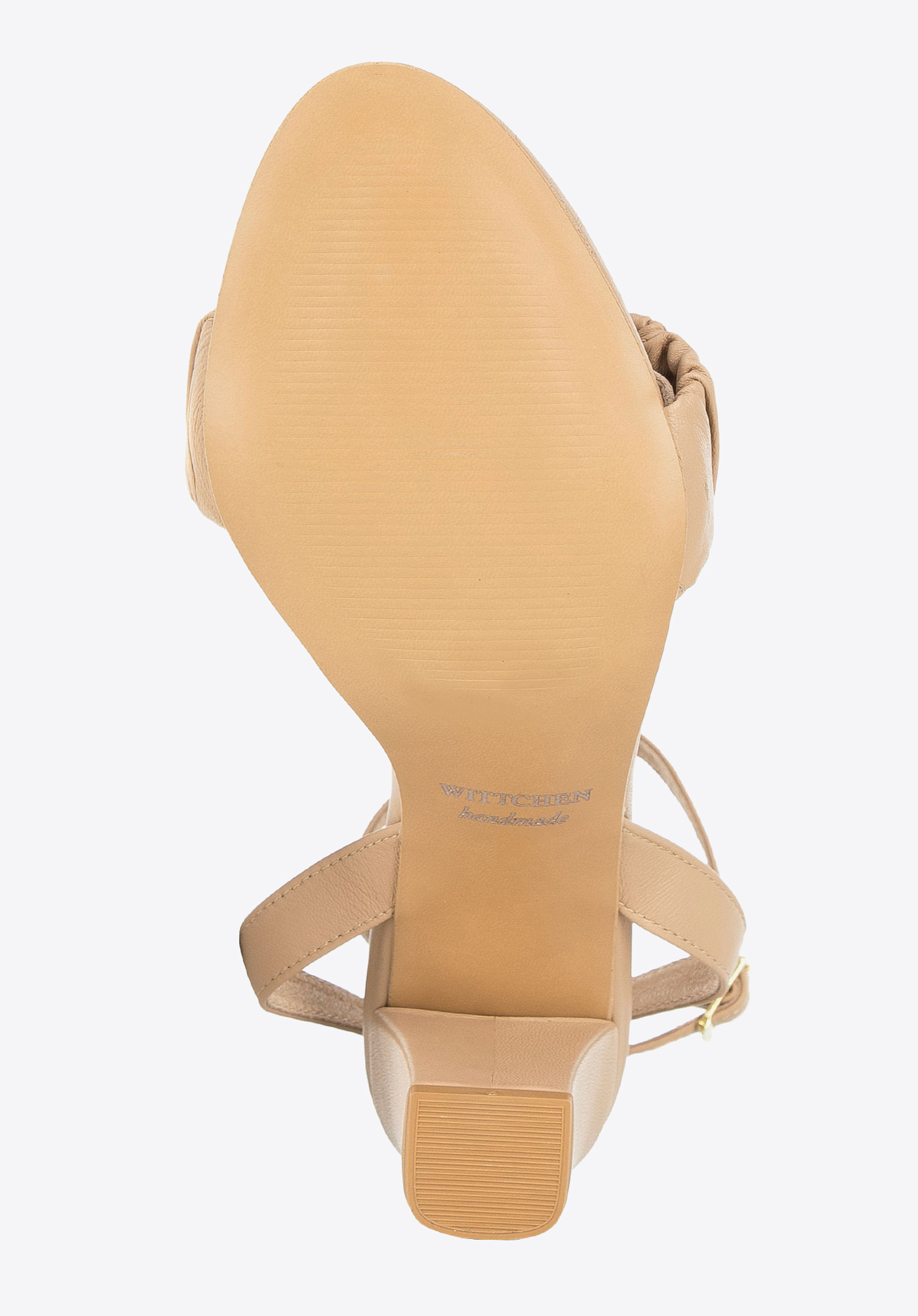 Damskie sandały z marszczonej skóry na słupku