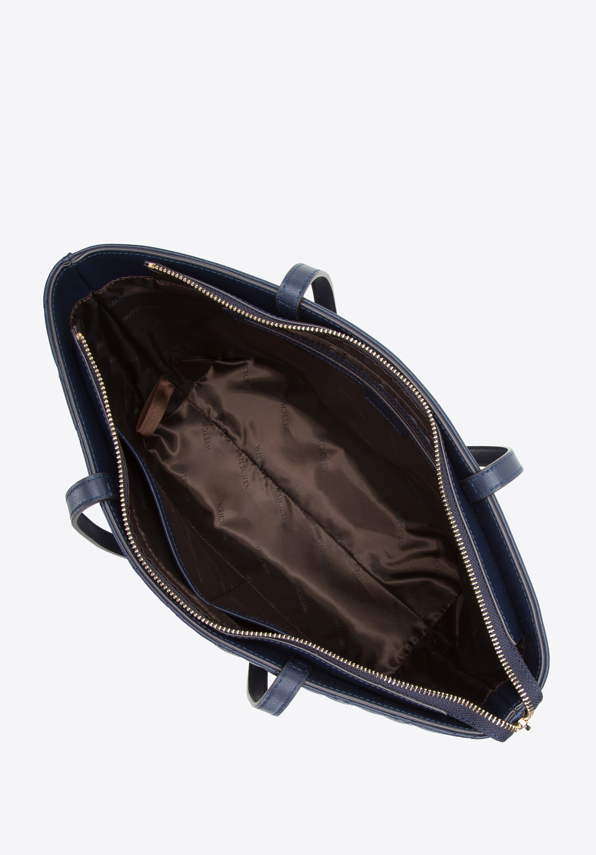 Torebka shopperka skórzana z ozdobnym monogramem