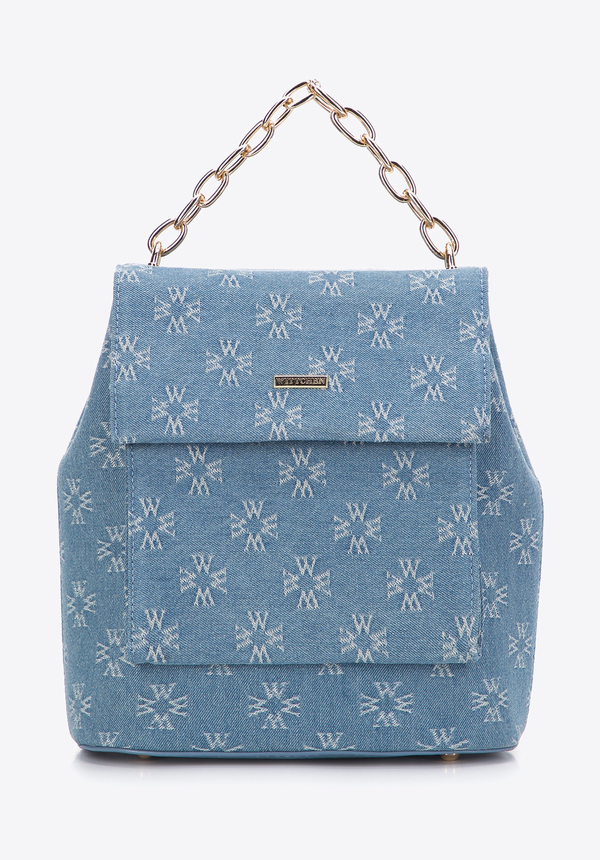 Damski plecak dżinsowy w monogram z etui