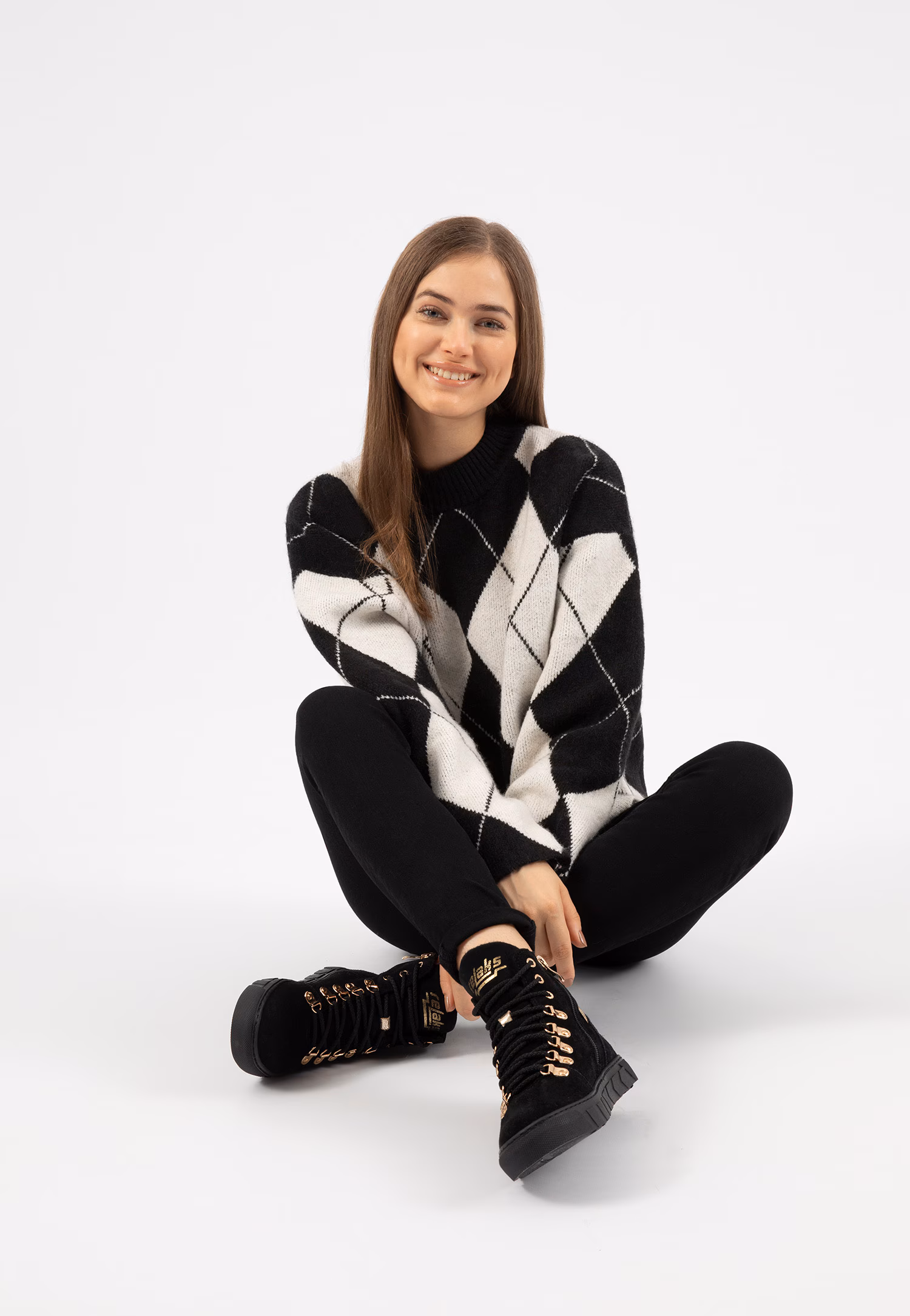 RELAKS beżowo-złote trzewiki damskie z ociepleniem