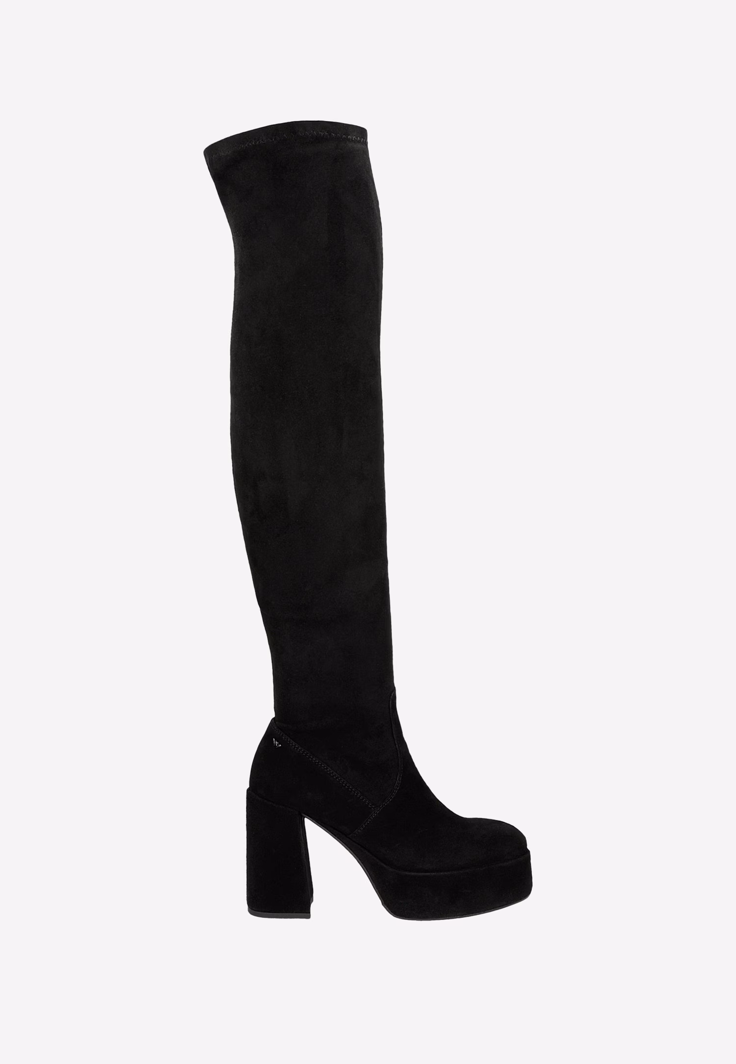 Czarne welurowe kozaki za kolano