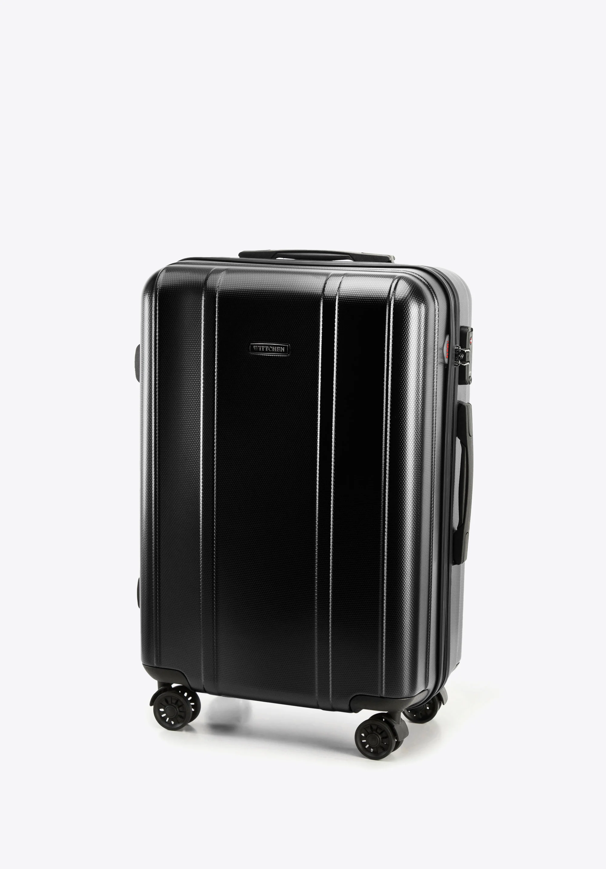 Walizka kabinowa z polikarbonu z pionowymi tłoczeniami