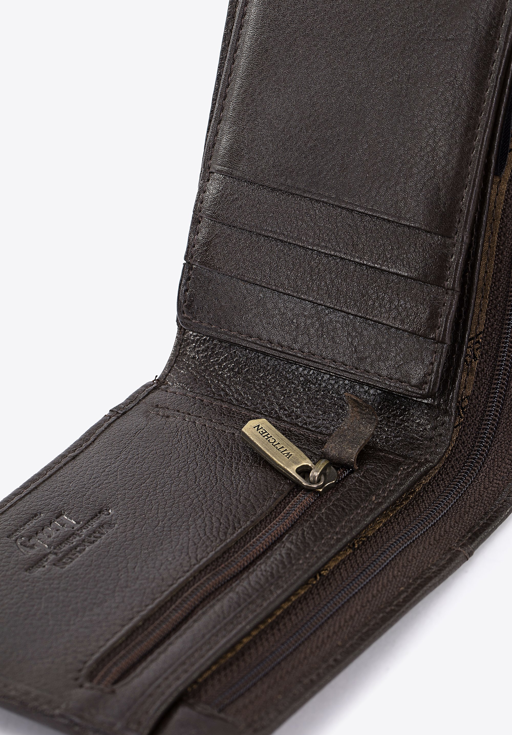 Męski portfel skórzany z dwoma suwakami