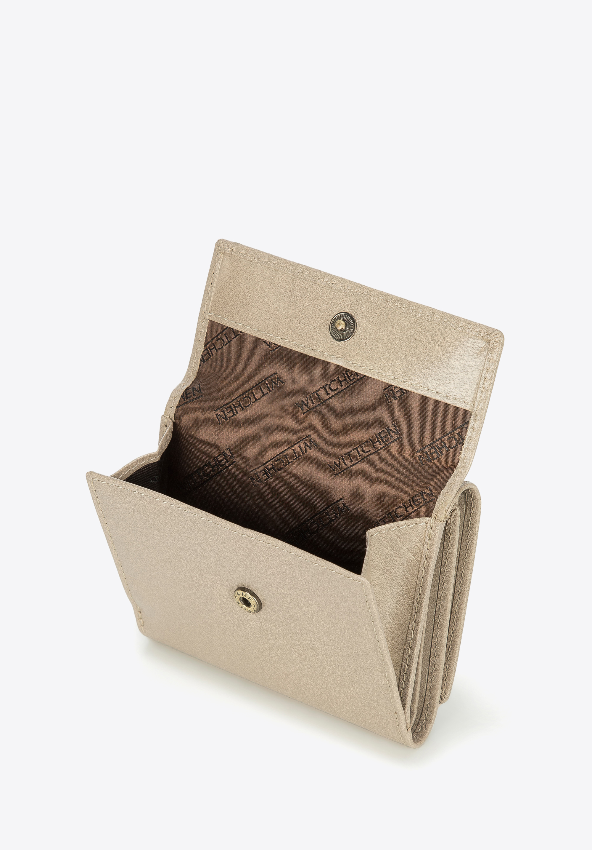 Damski portfel z gładkiej skóry dwustronny na zatrzask