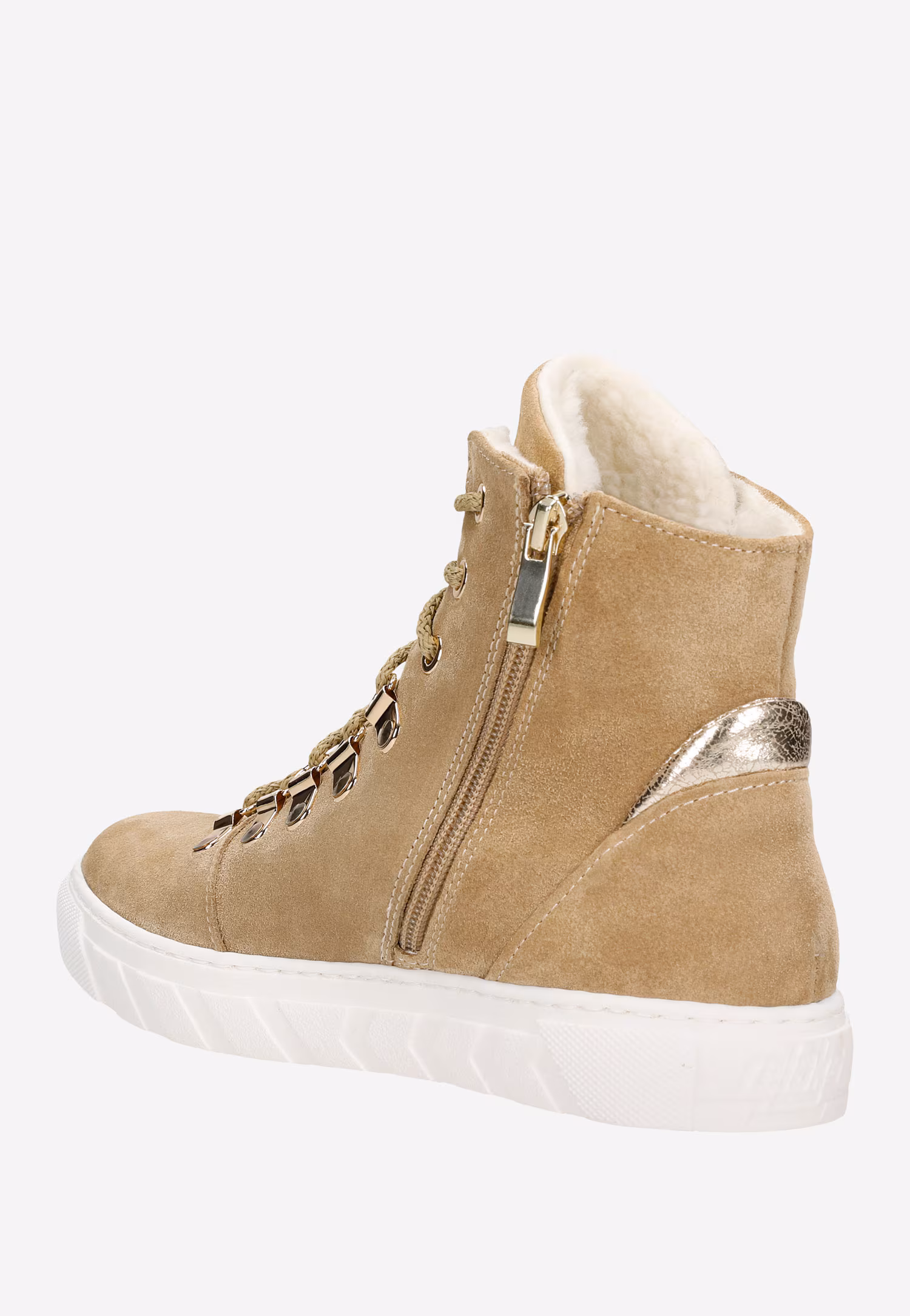 RELAKS beżowo-złote trzewiki damskie z ociepleniem