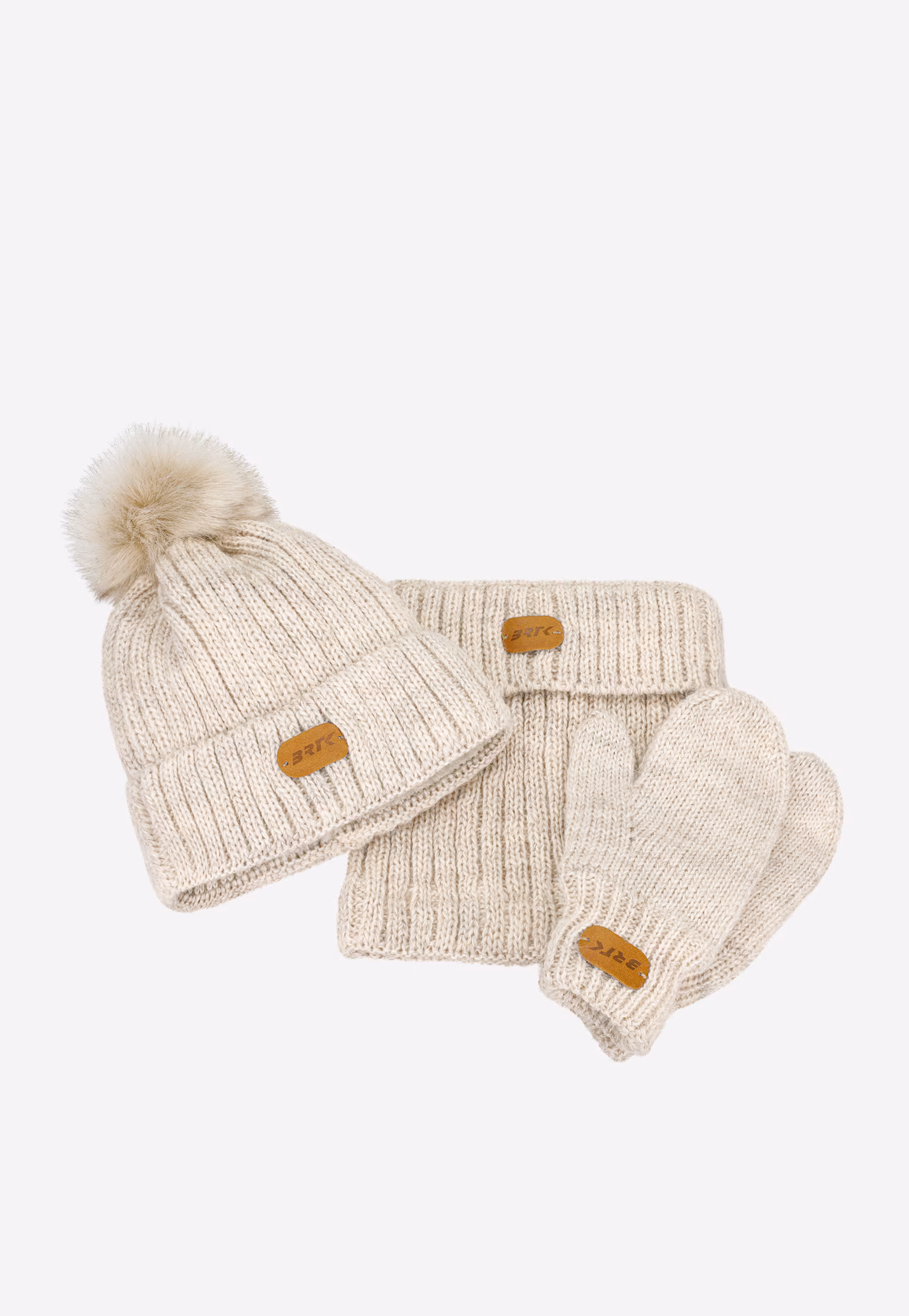 Zimowy zestaw BARTEK 85601-14 - czapka z pomponem + komin + rękawiczki