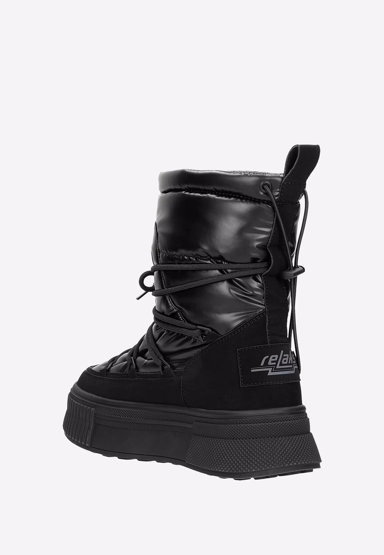 Czarne śniegowce RELAKS na grubej podeszwie