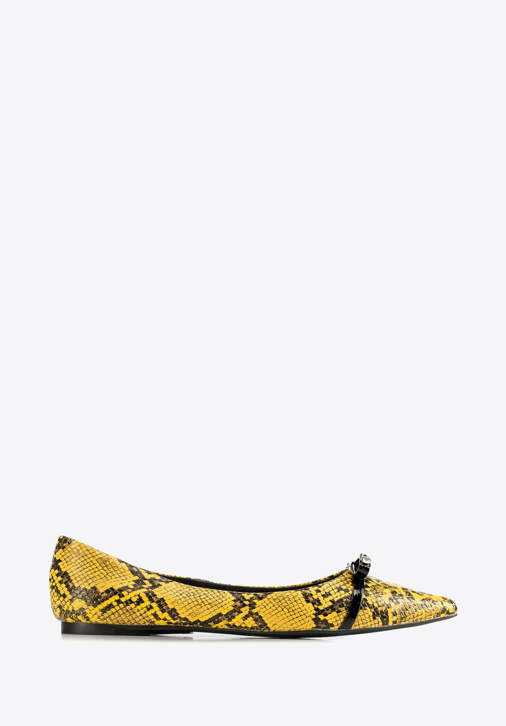 Baleriny ze skóry lizard z ćwiekami