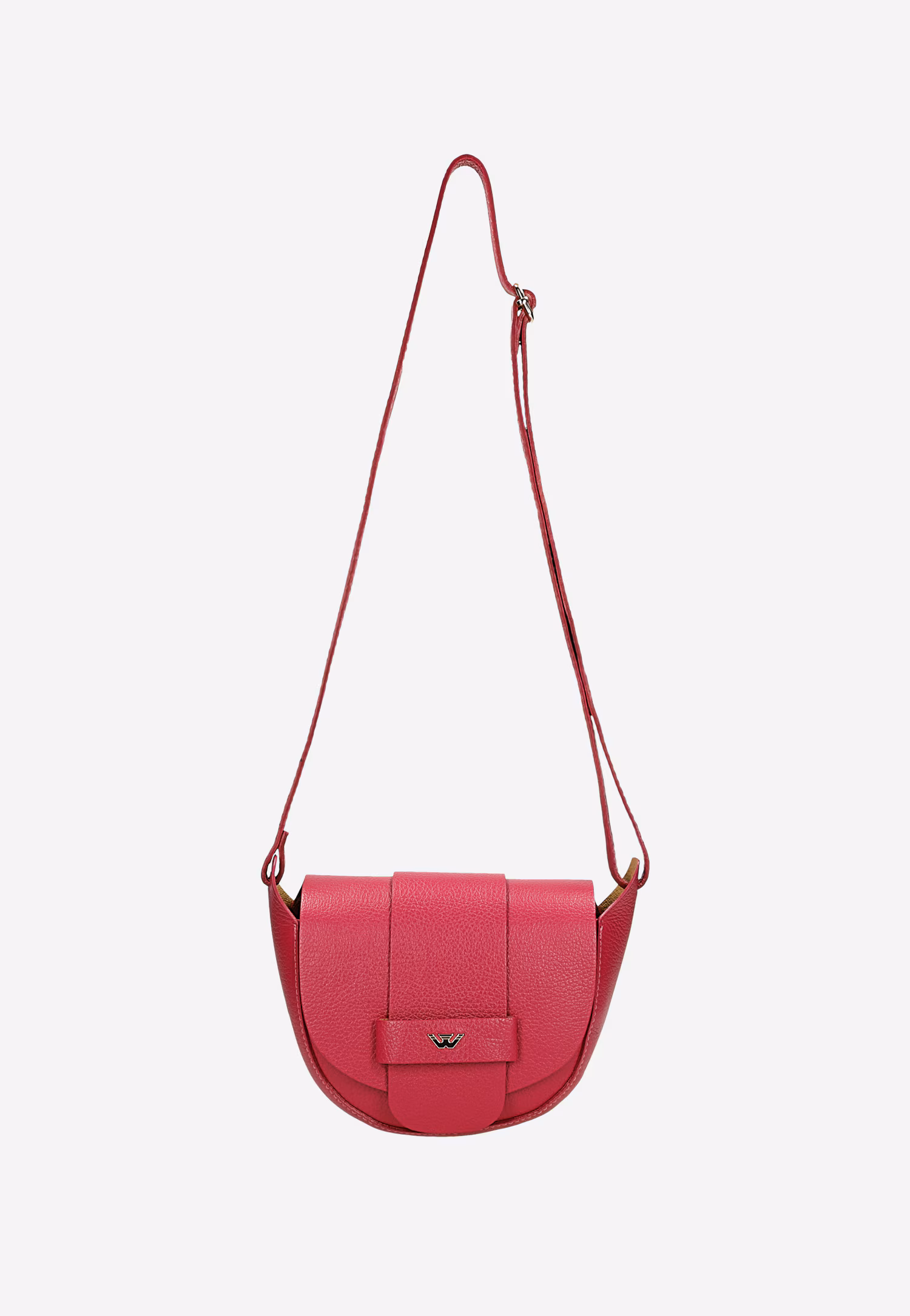 Jasnobrązowa skórzana torebka damska typu saddle bag