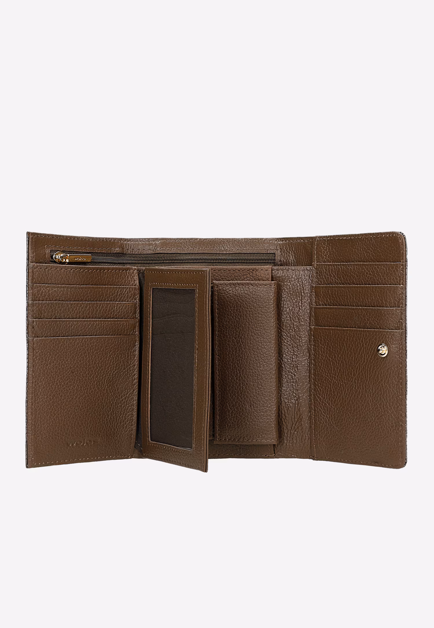 Beżowy portfel damski lakierowany