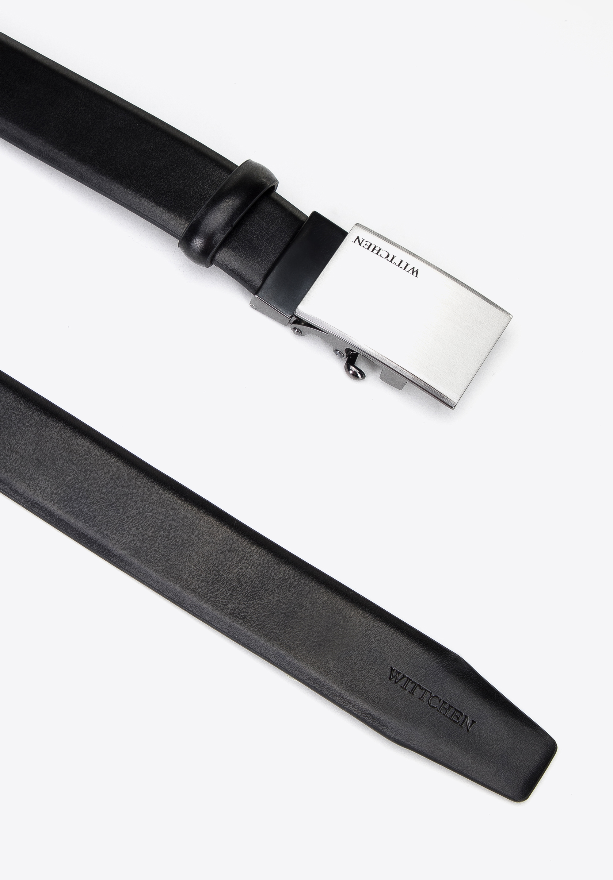 Męski pasek skórzany z gładką klamrą automatyczną