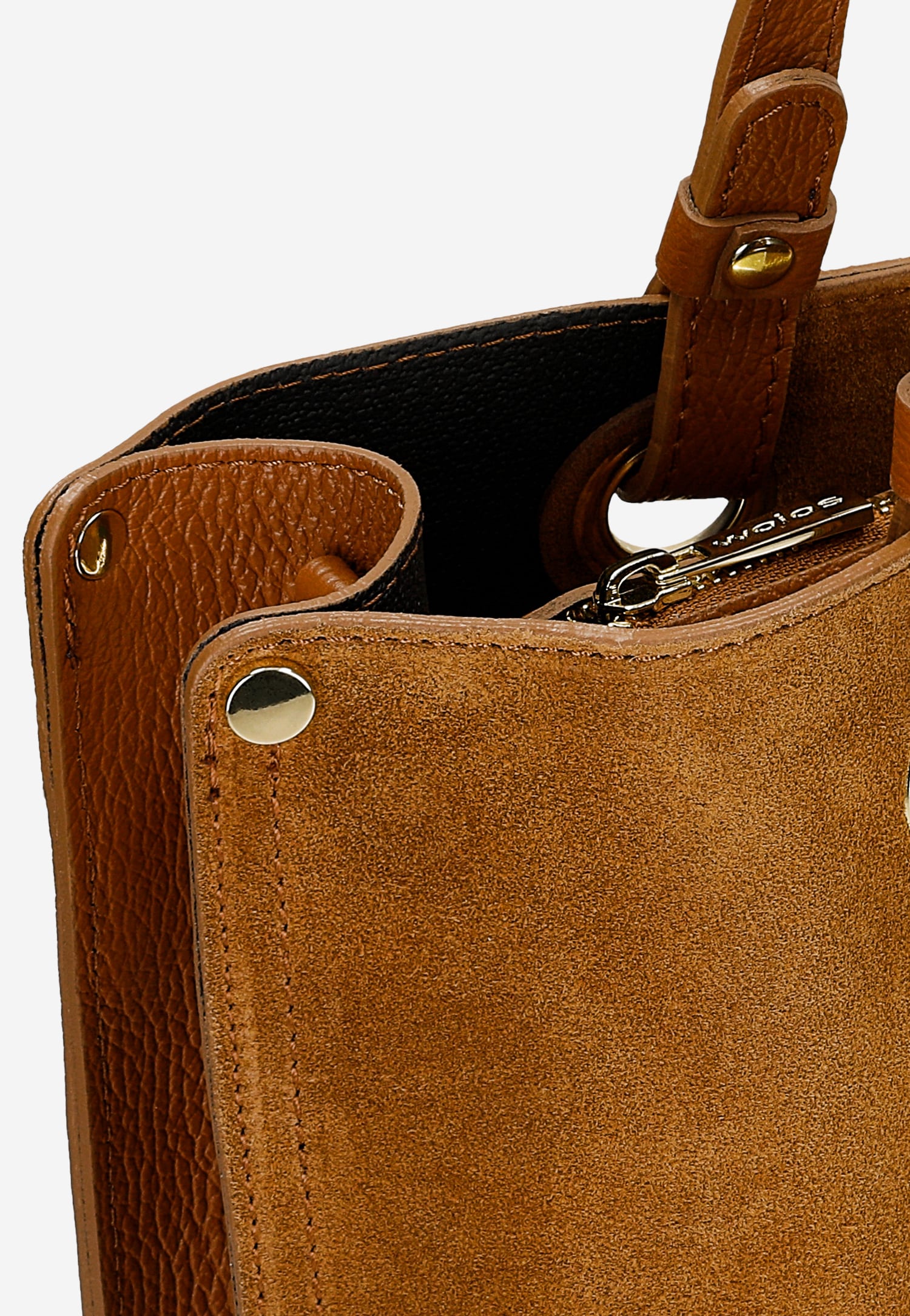 Duża jasnobrązowa torebka damska z dwoiny