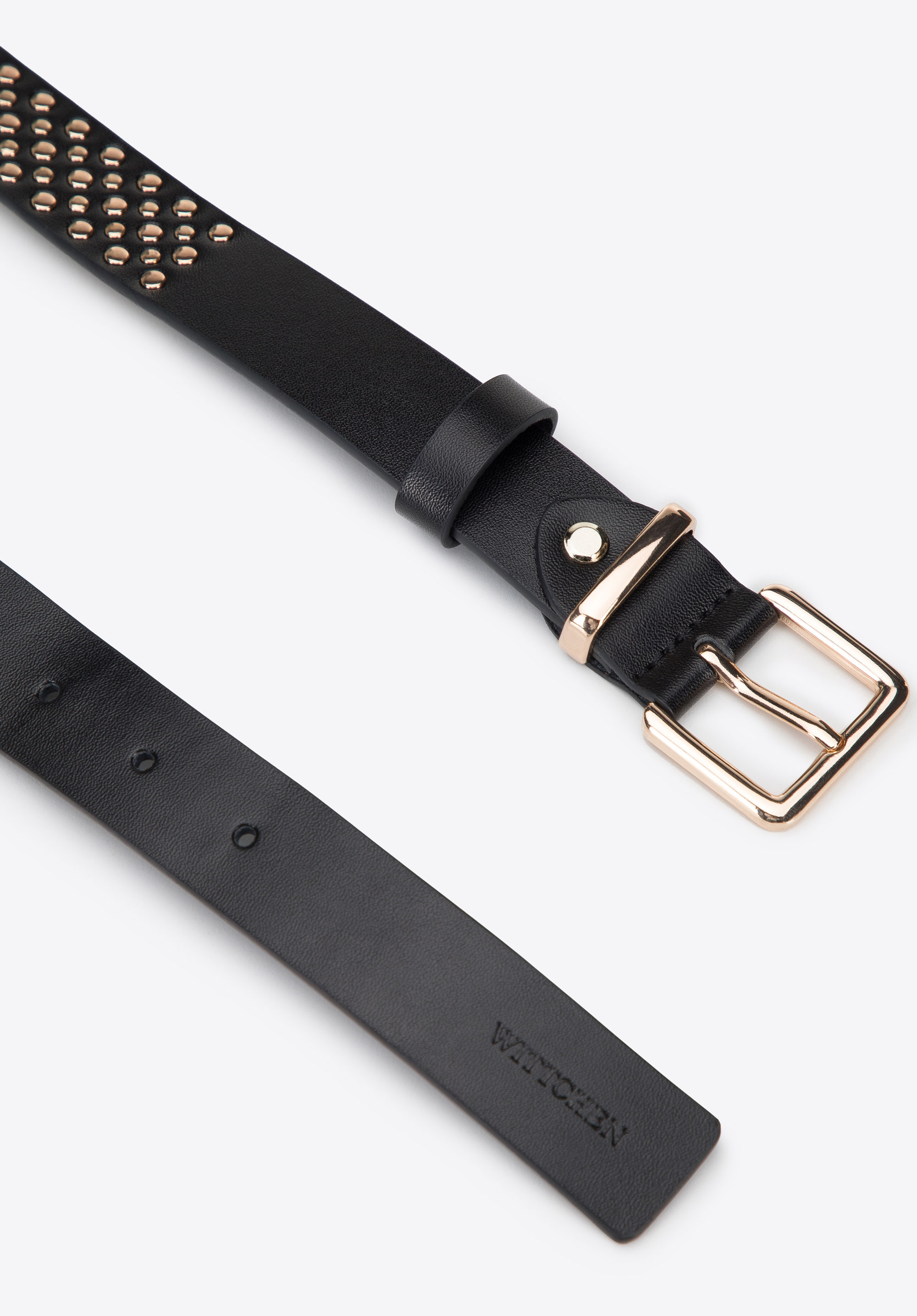 Damski pasek skórzany nitowany