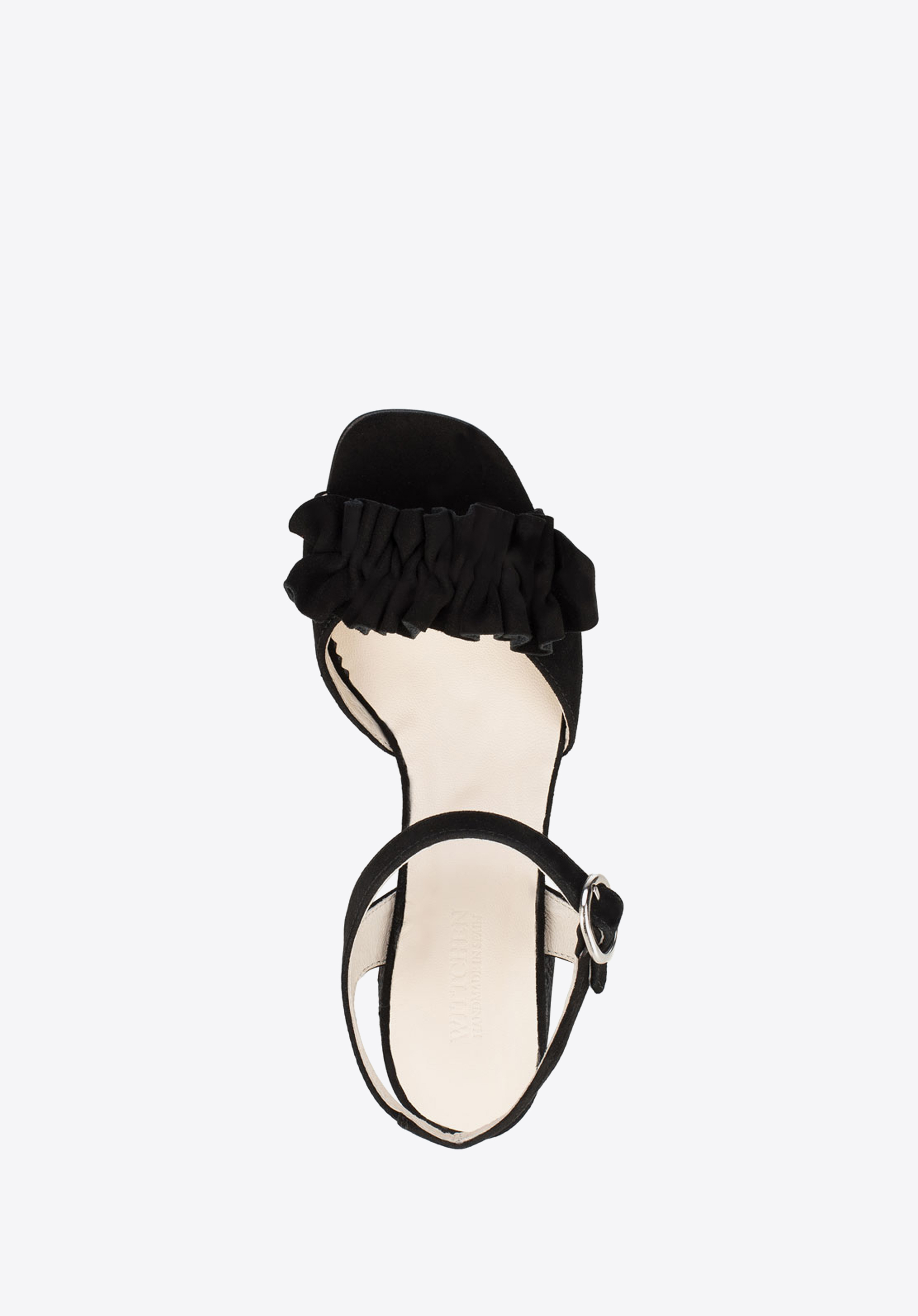 Damskie sandały zamszowe z marszczeniem