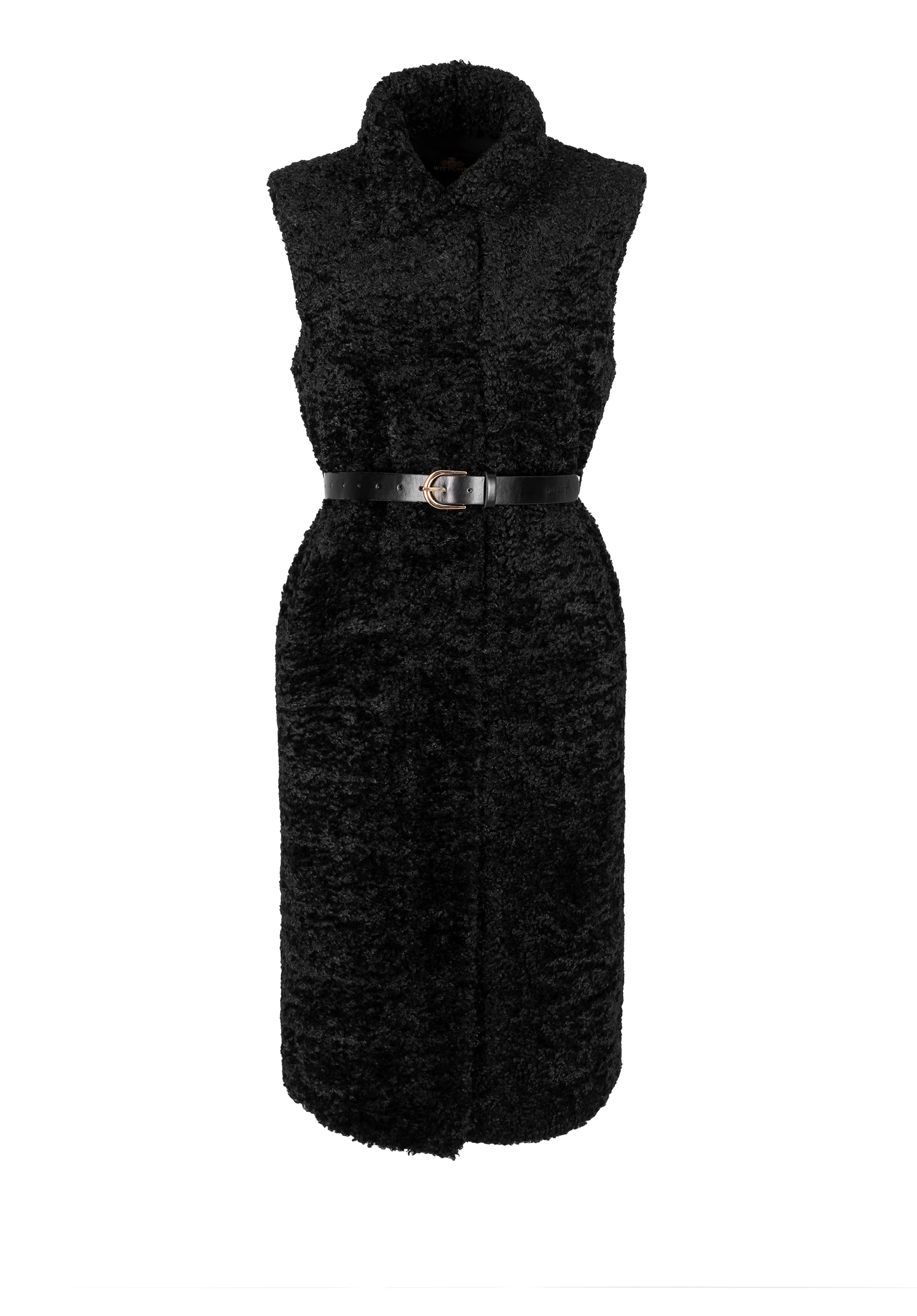 Damska kamizelka ze sztucznego baranka długa