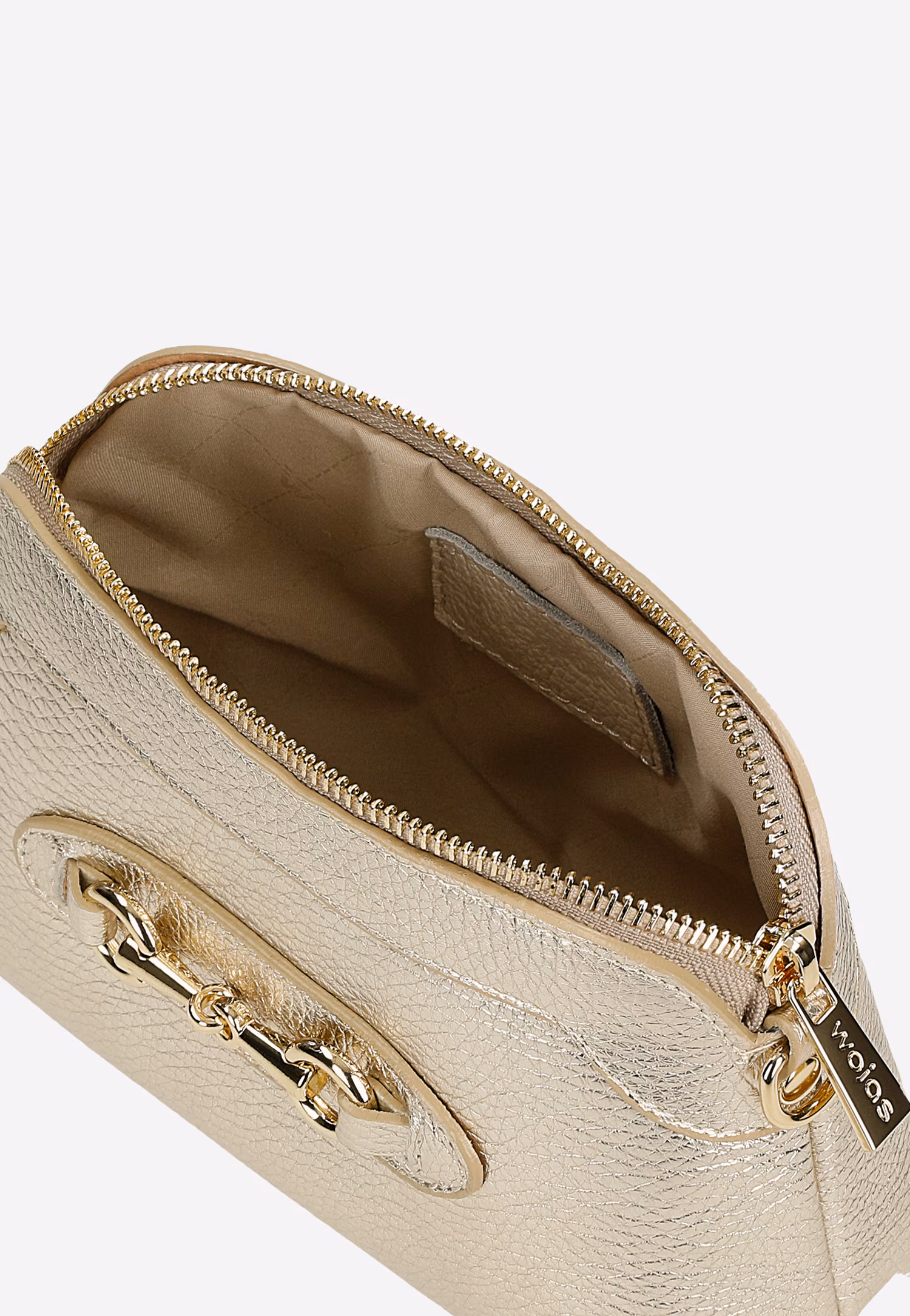 Mała czarna torebka wizytowa ze złotą ozdobą