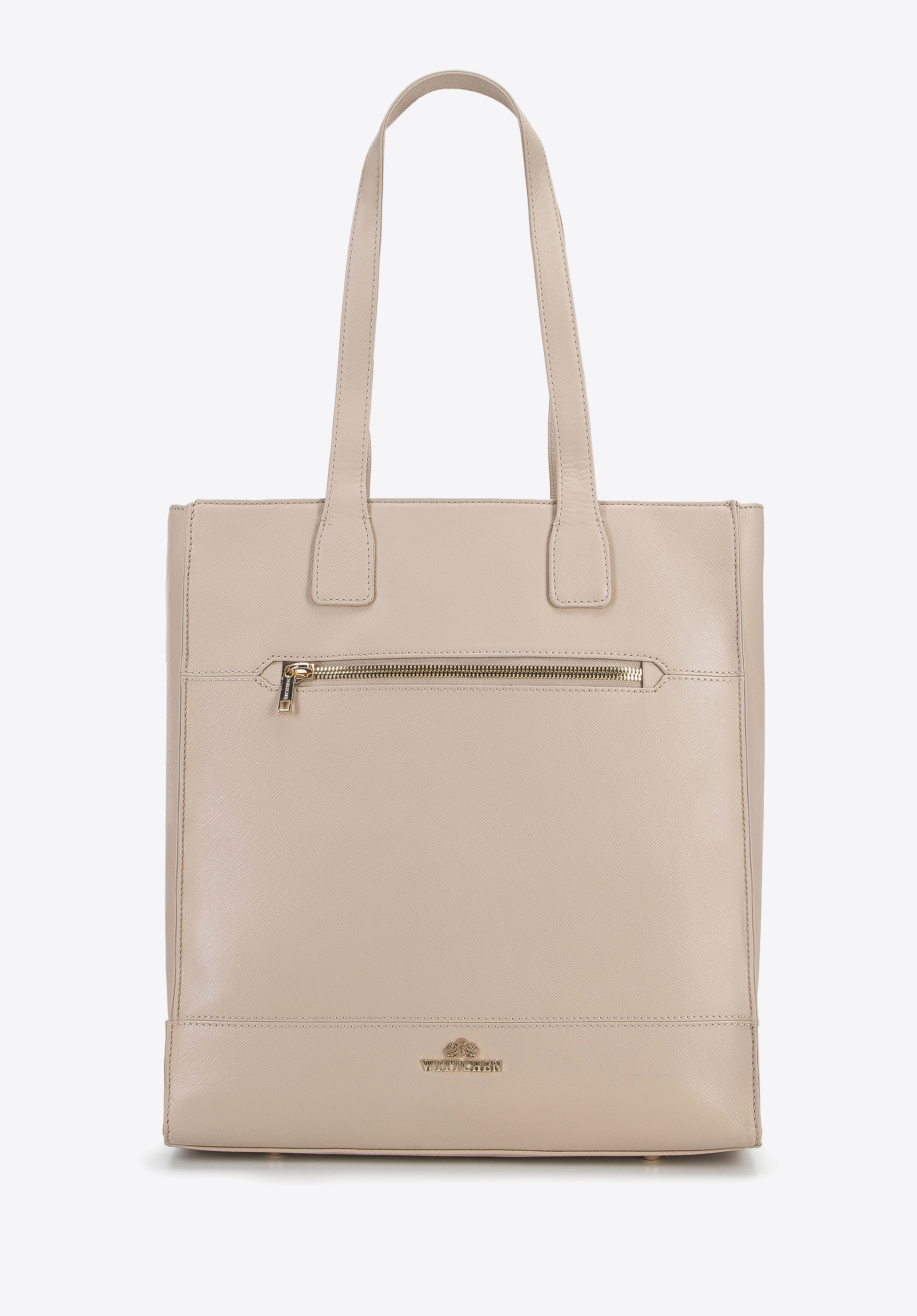 Torebka shopperka ze skóry o fakturze saffiano duża