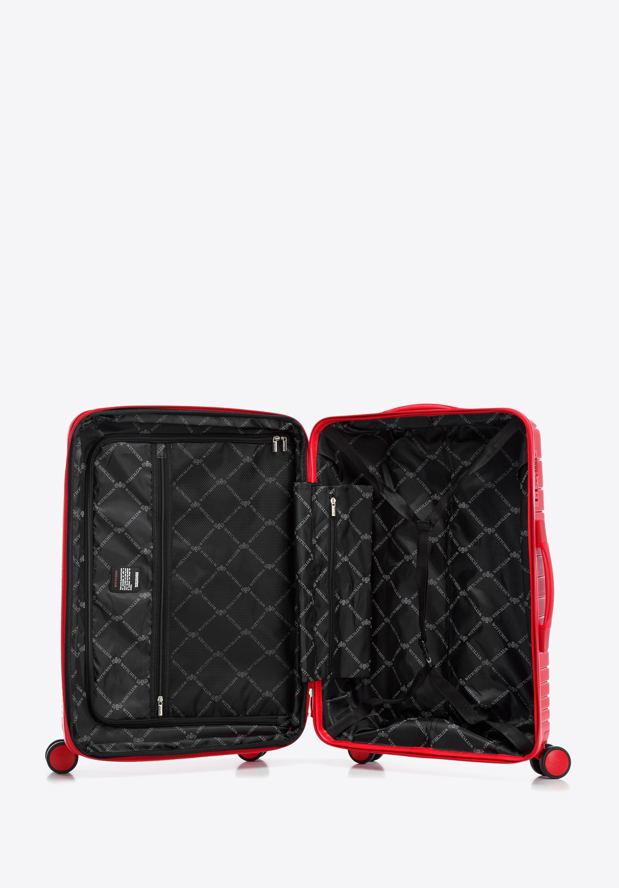 Walizka średnia z polipropylenu z błyszczącymi paskami