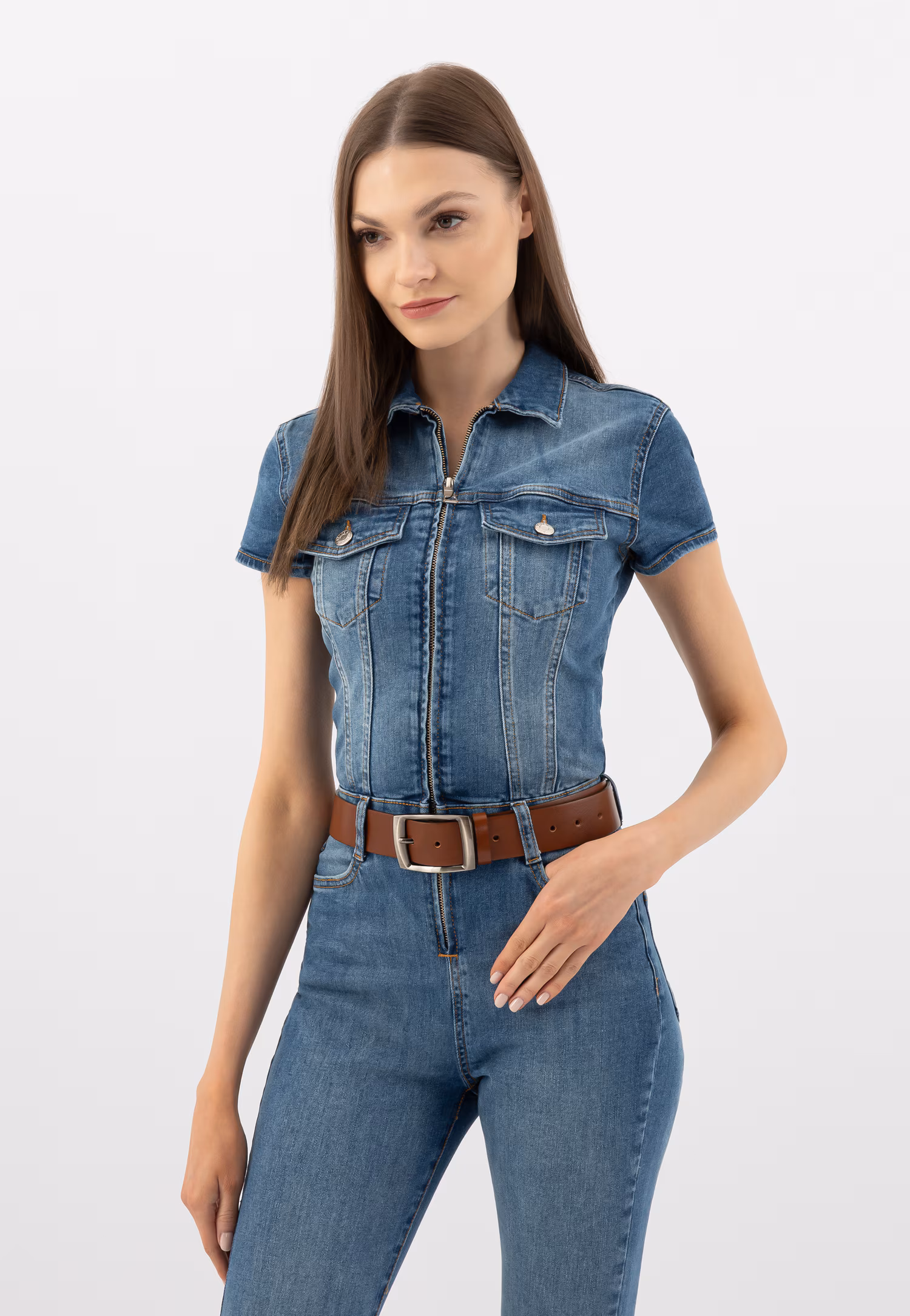 Beżowy pasek damski z dwoiny welurowej