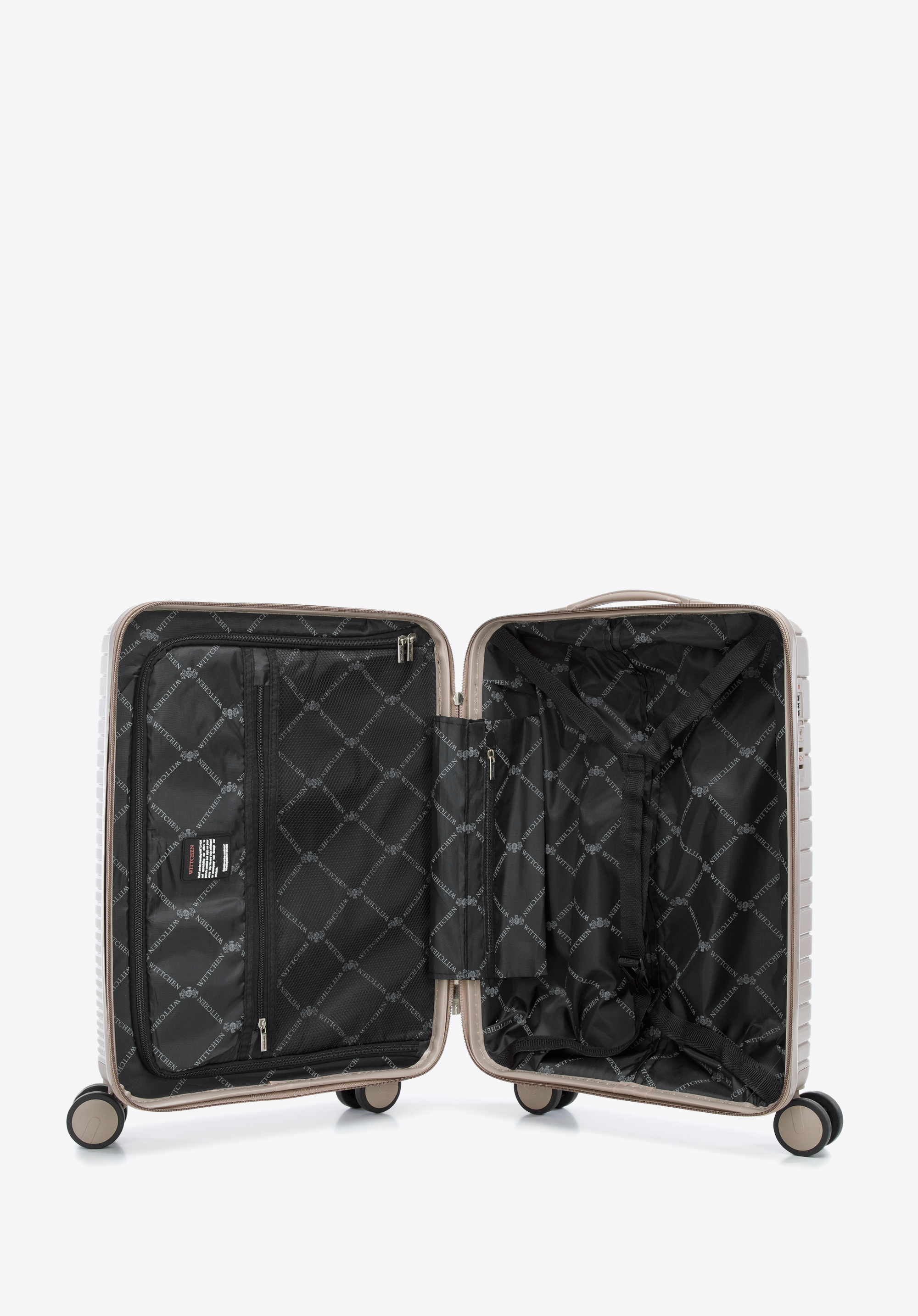 Walizka kabinowa z polipropylenu z błyszczącymi paskami