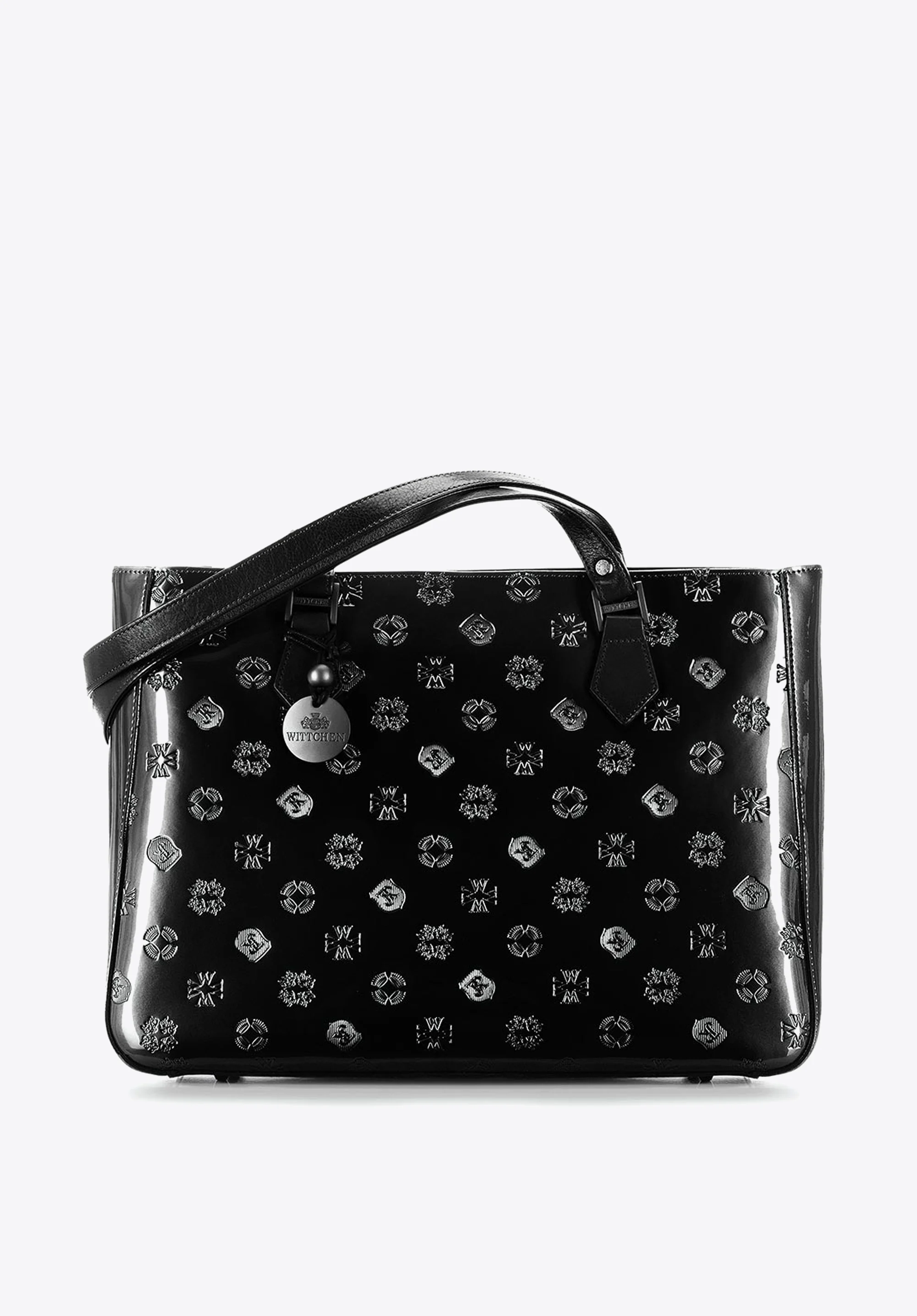 Torebka shopperka z błyszczącej skóry w monogram