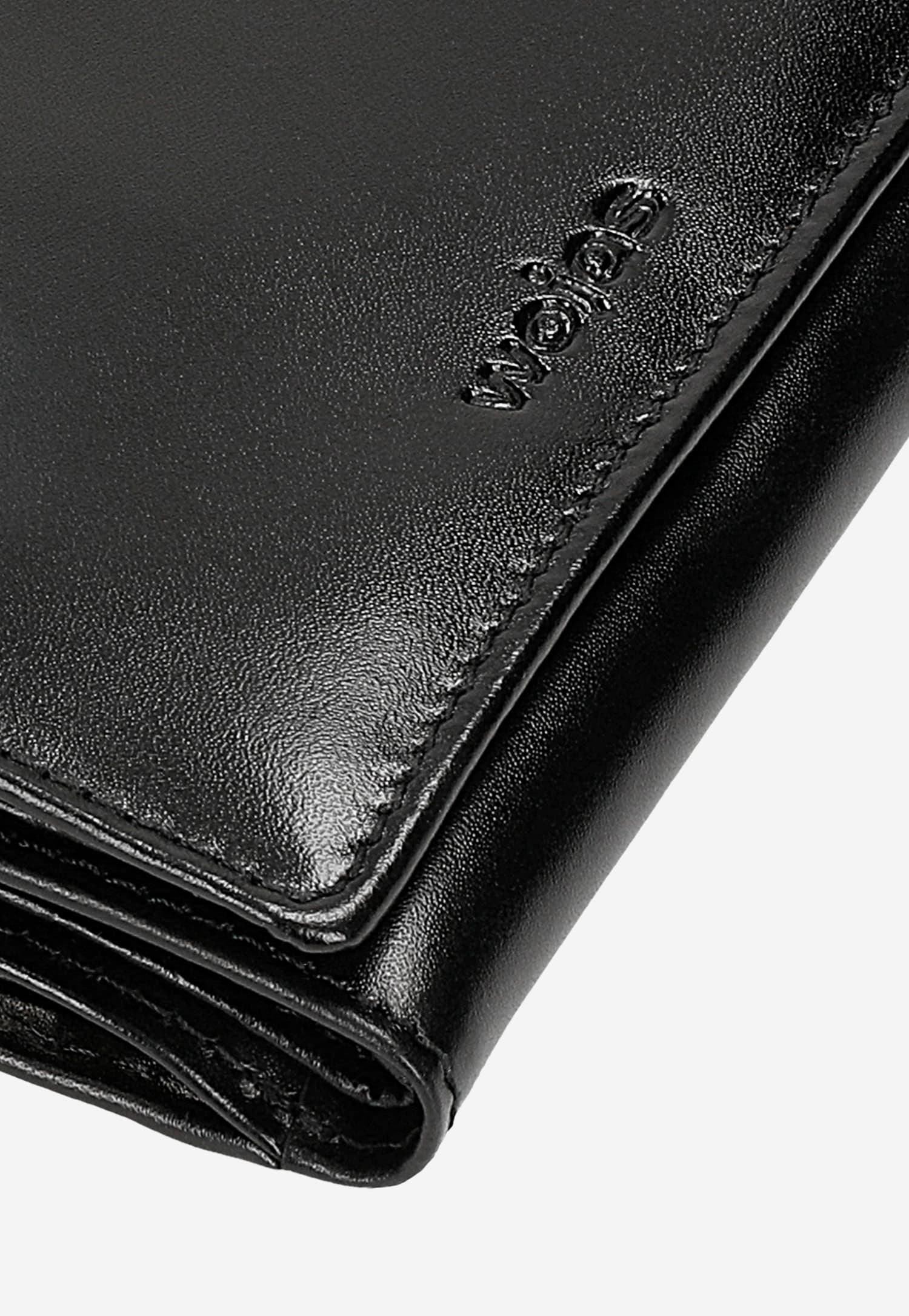 Czarny skórzany portfel damski z RFID