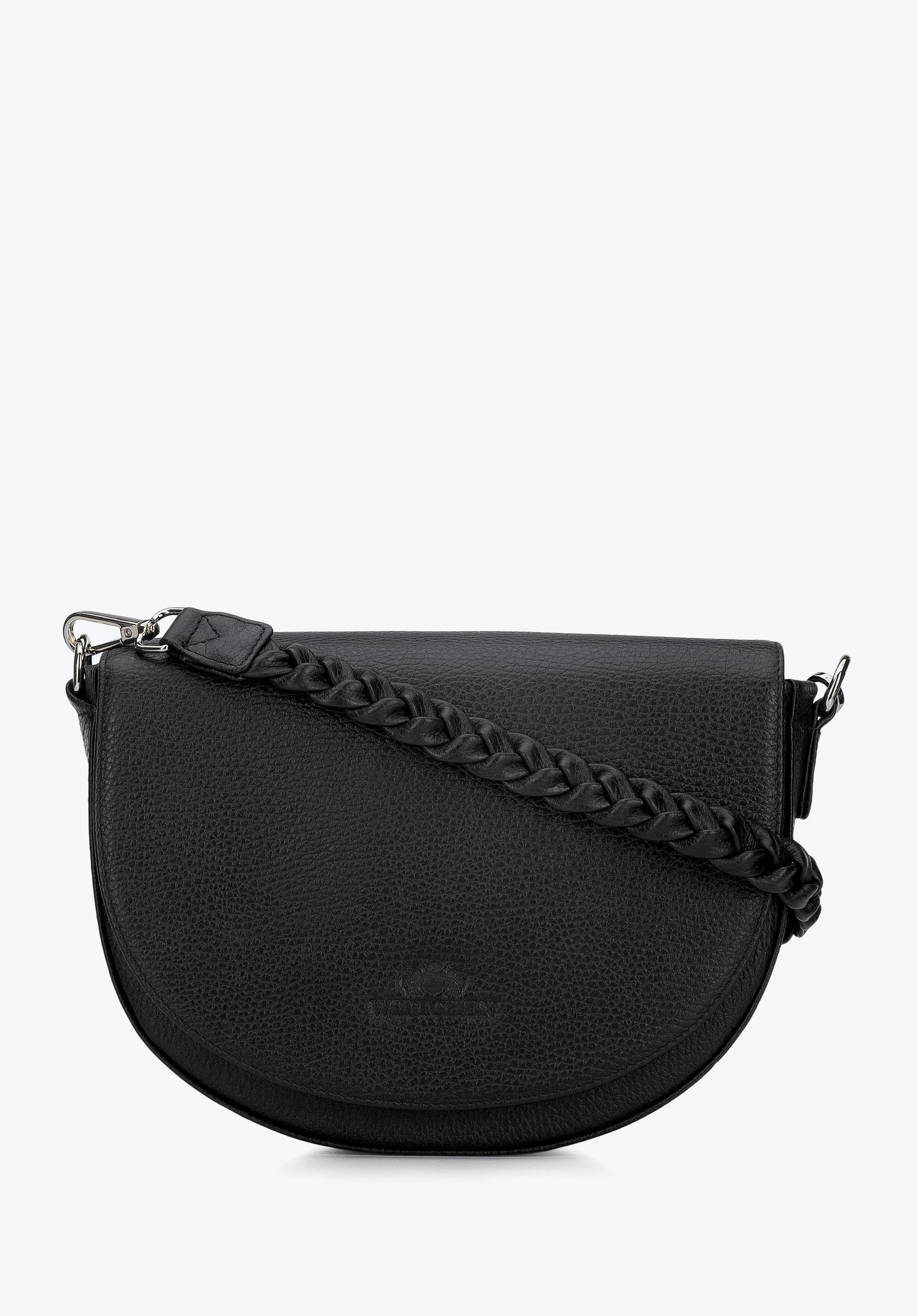 Torebka saddle bag skórzana z plecionym paskiem