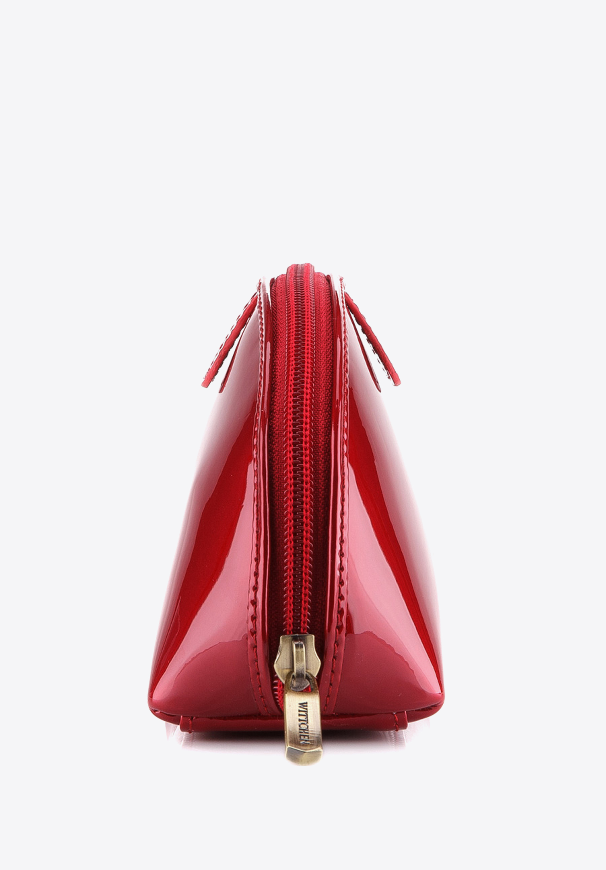 Kosmetyczka skórzana lakierowana półokrągła