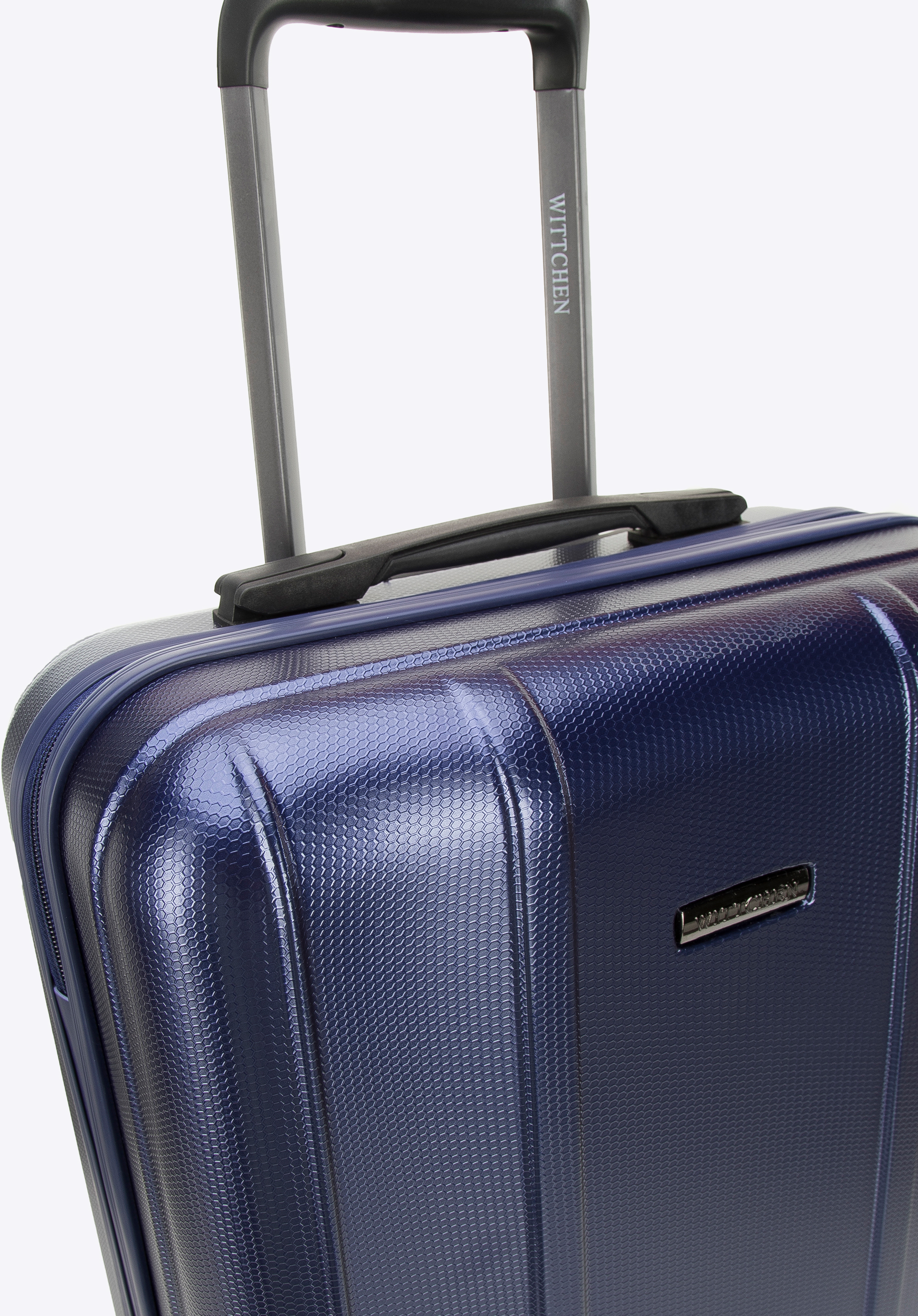 Walizka kabinowa z polikarbonu z pionowymi tłoczeniami